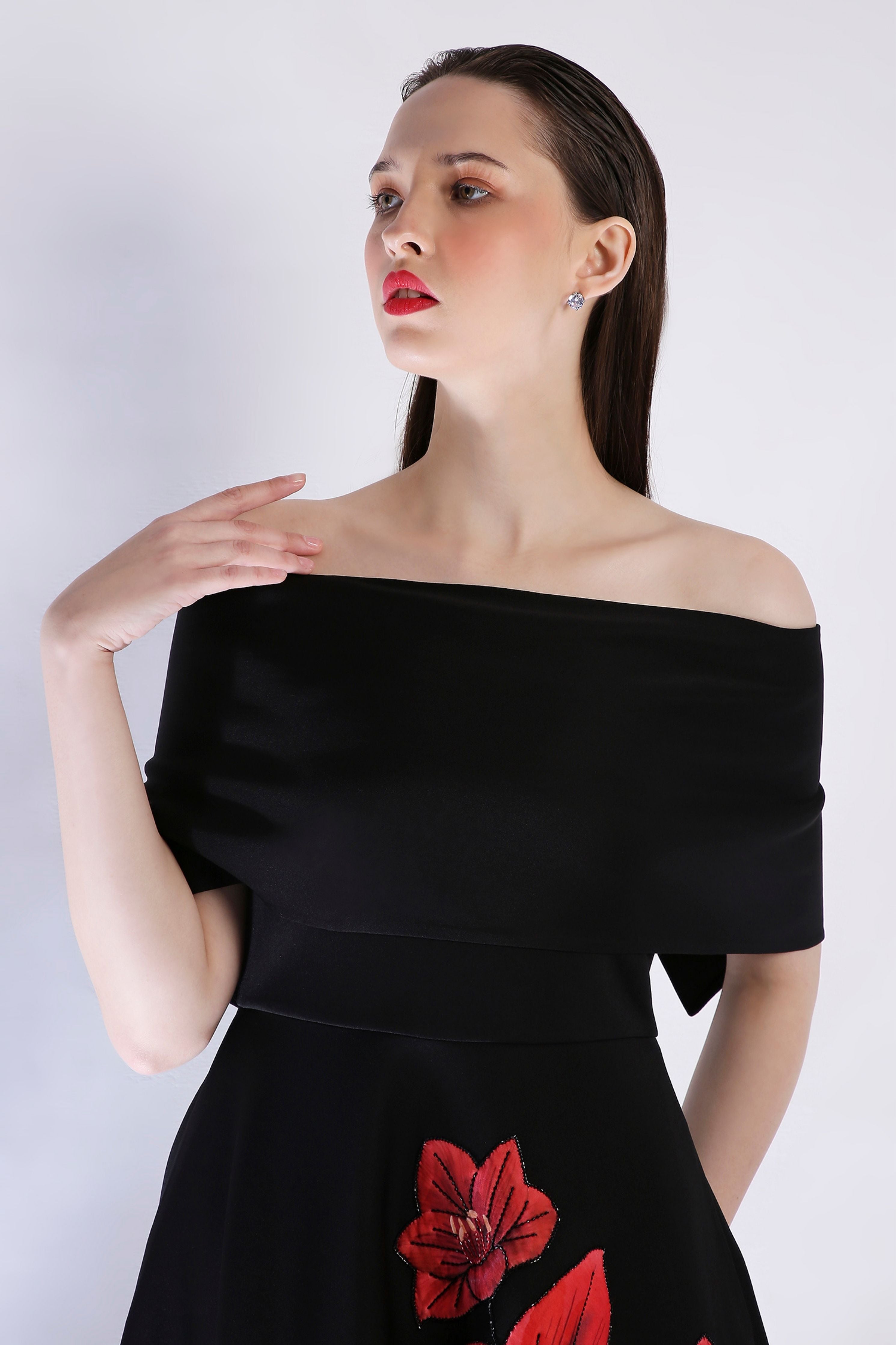 Black Wrap Strapless Dress