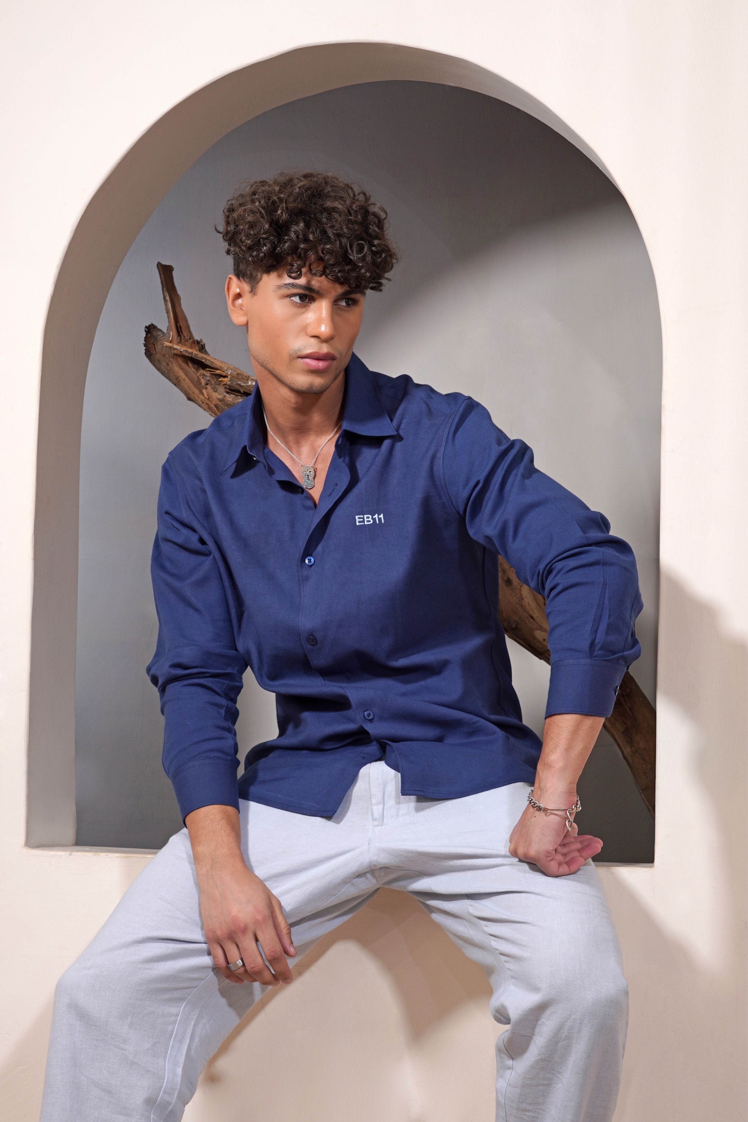 Bluberry Chip Linen Shirt