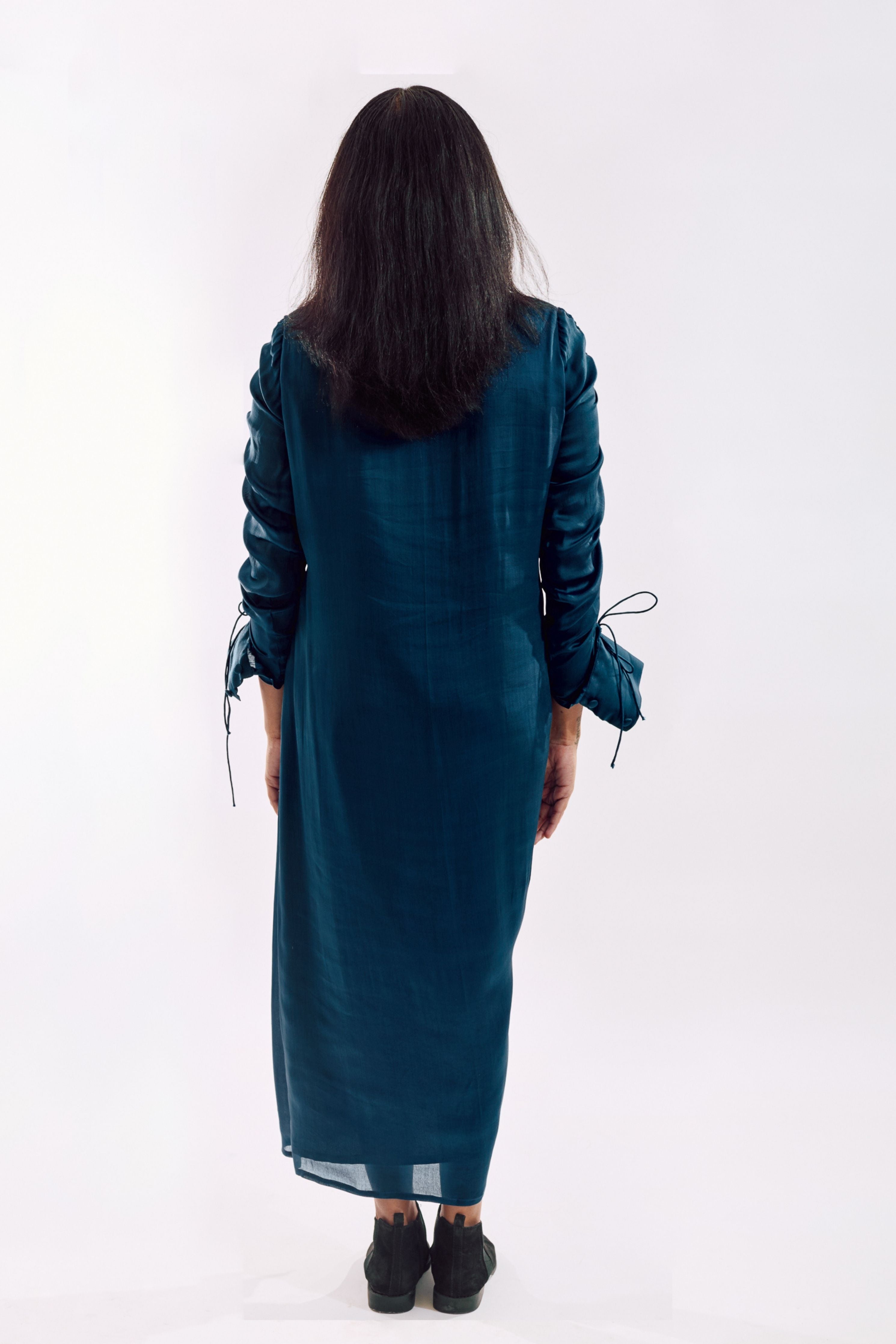Blue Drapped Sequin Dress