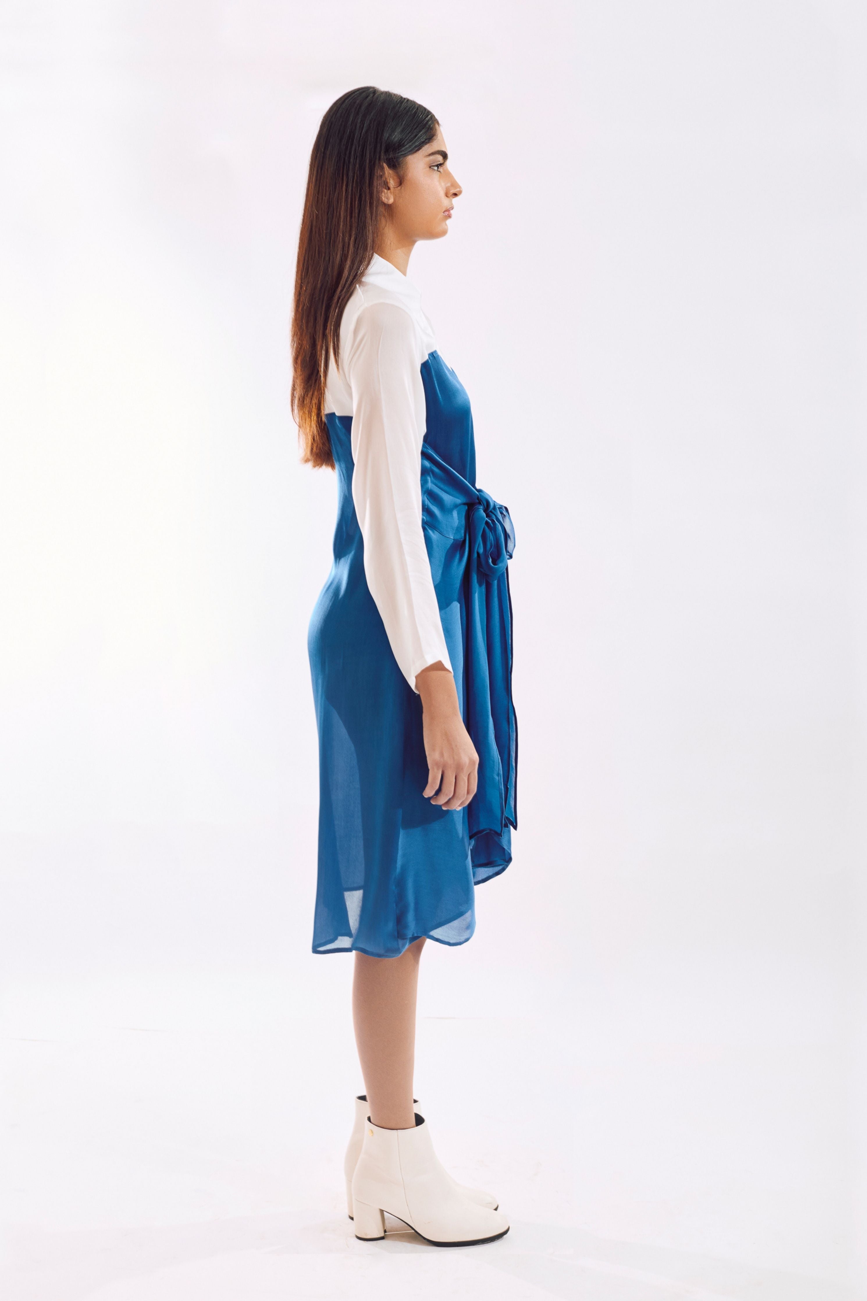 Blue Half Tie Dress