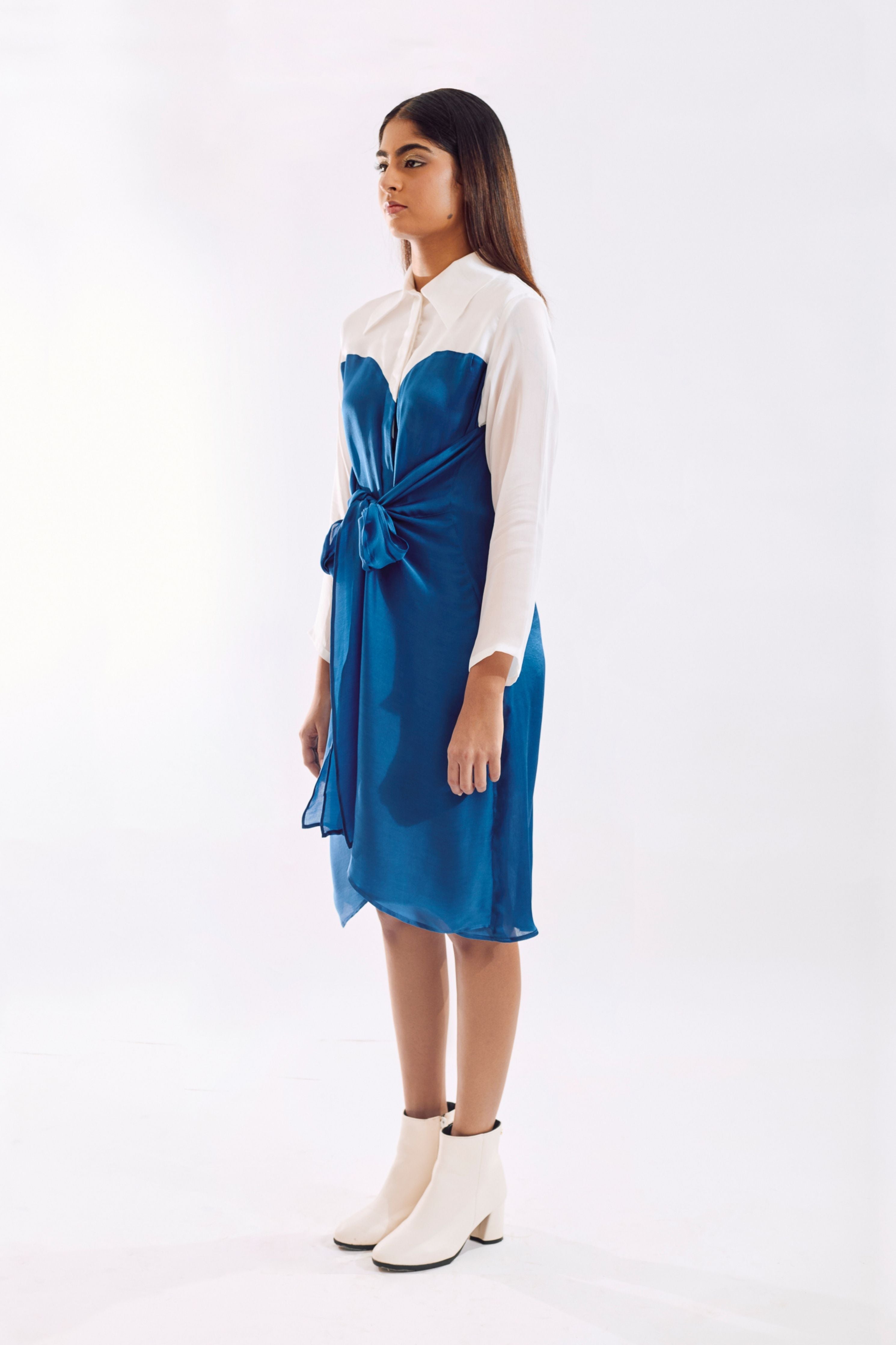 Blue Half Tie Dress