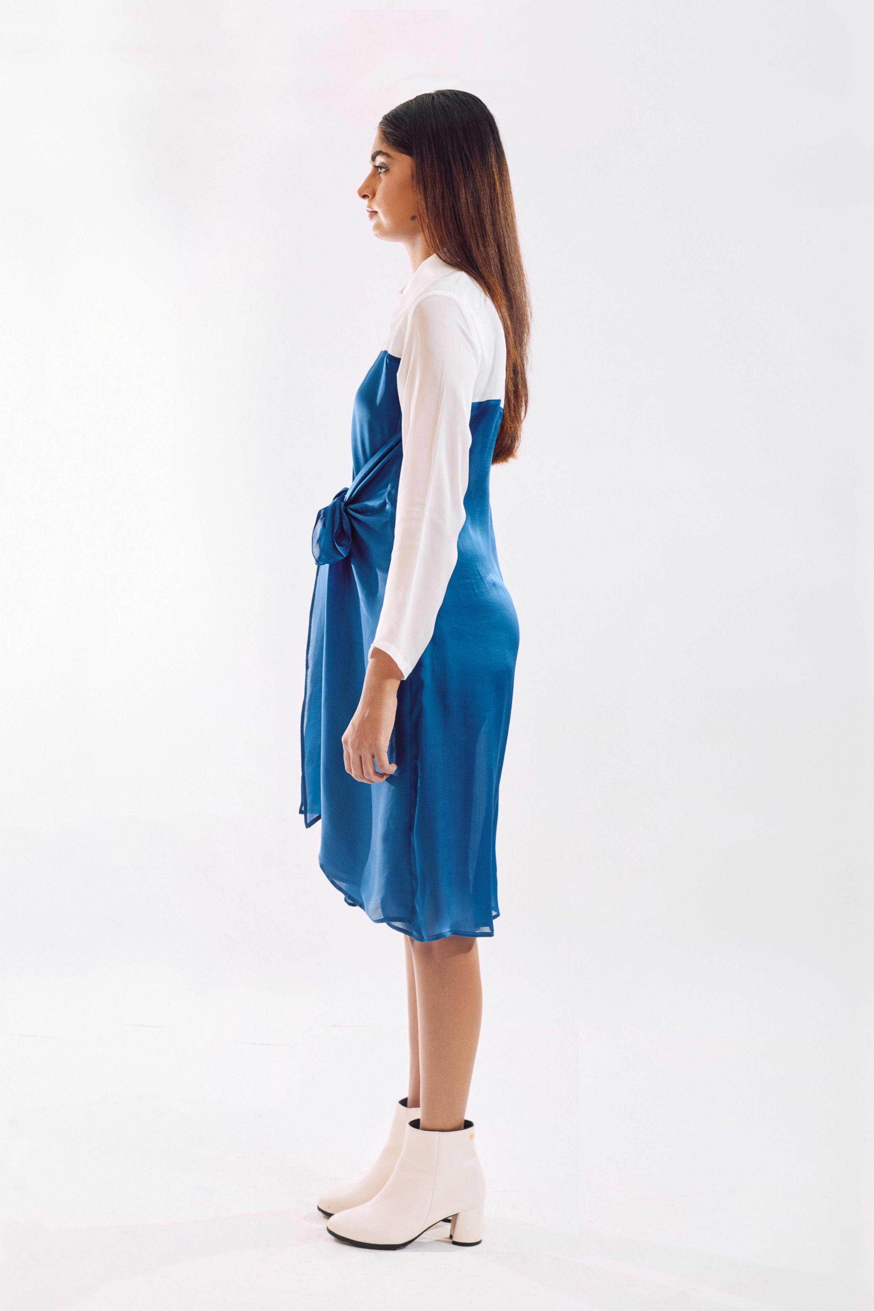 Blue Half Tie Dress
