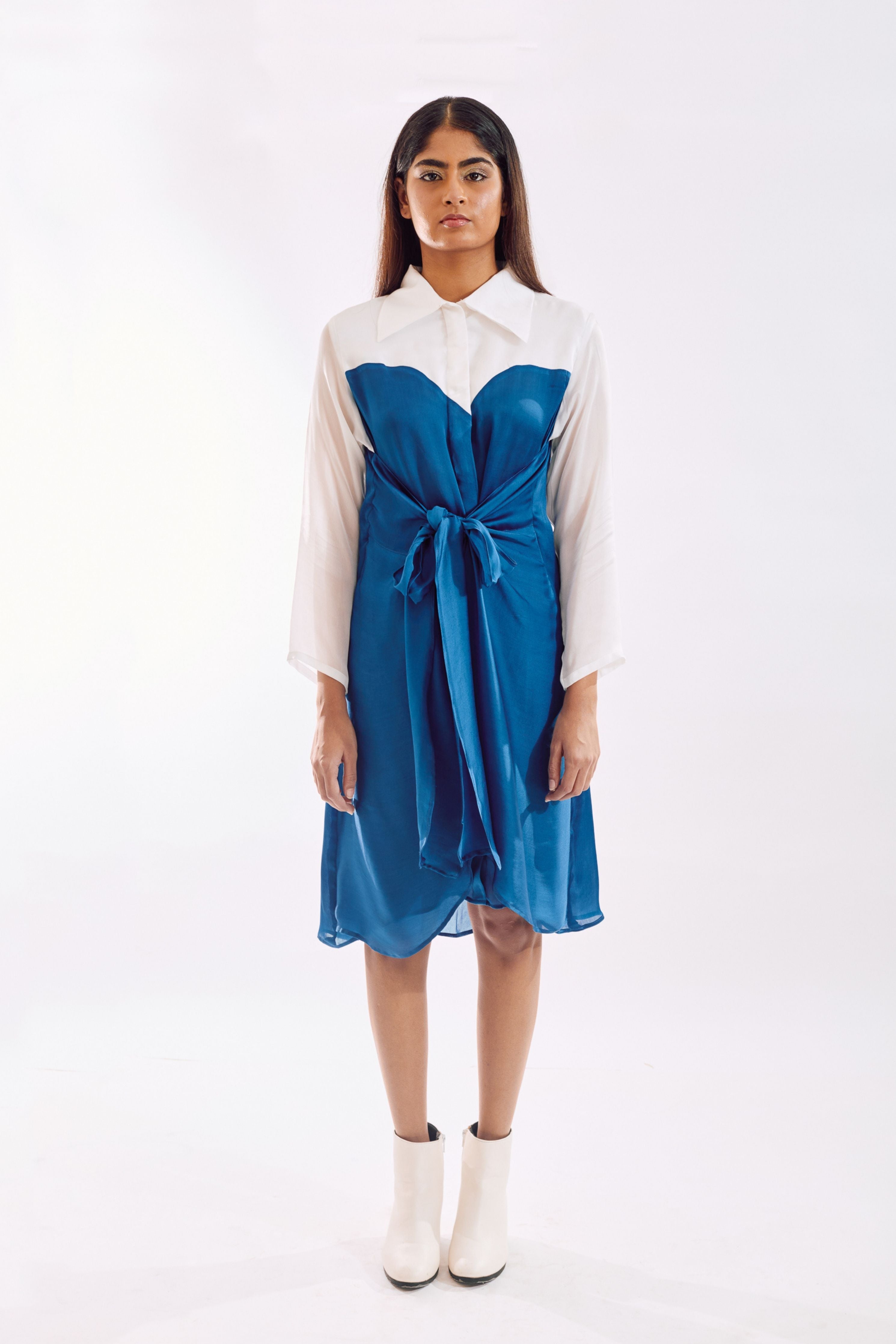 Blue Half Tie Dress