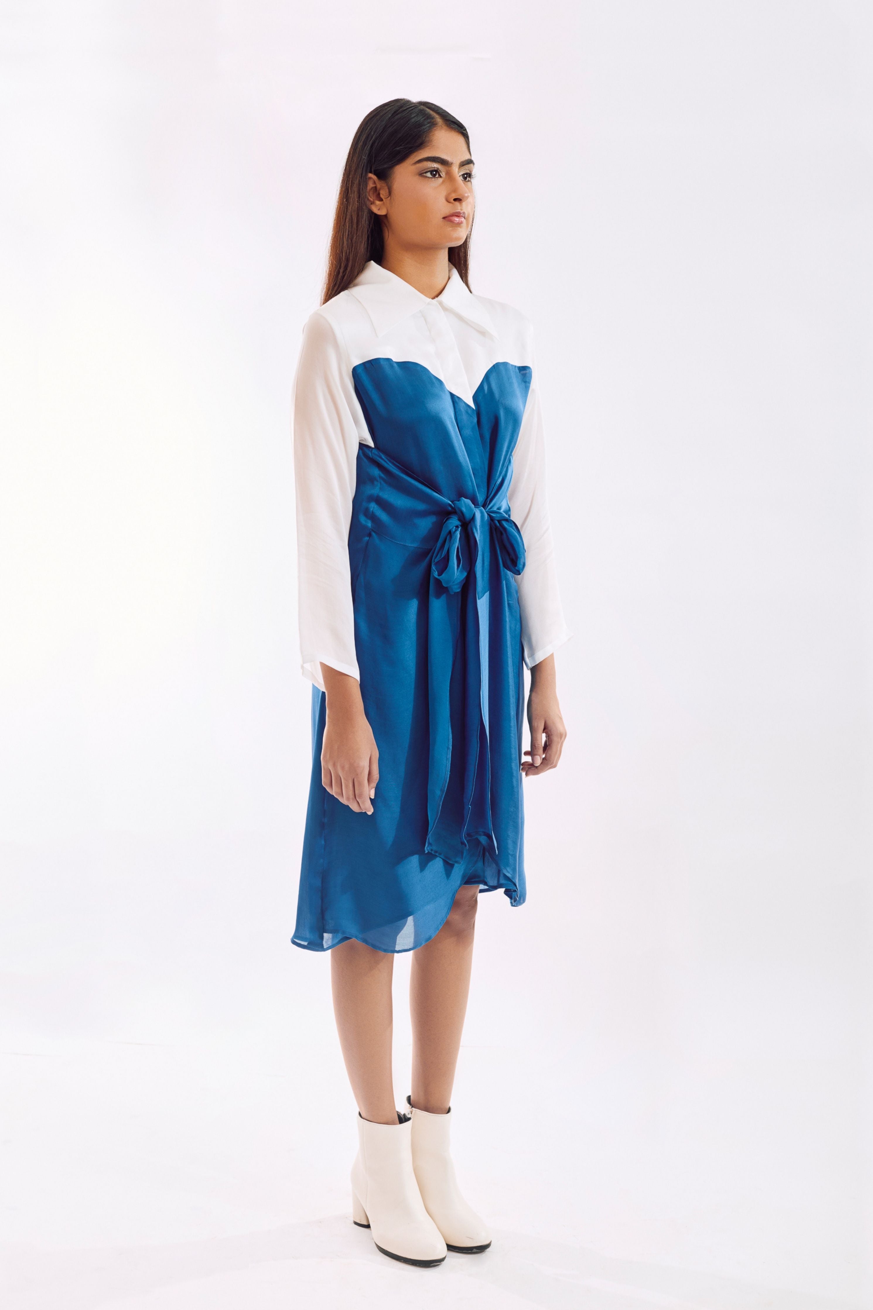 Blue Half Tie Dress
