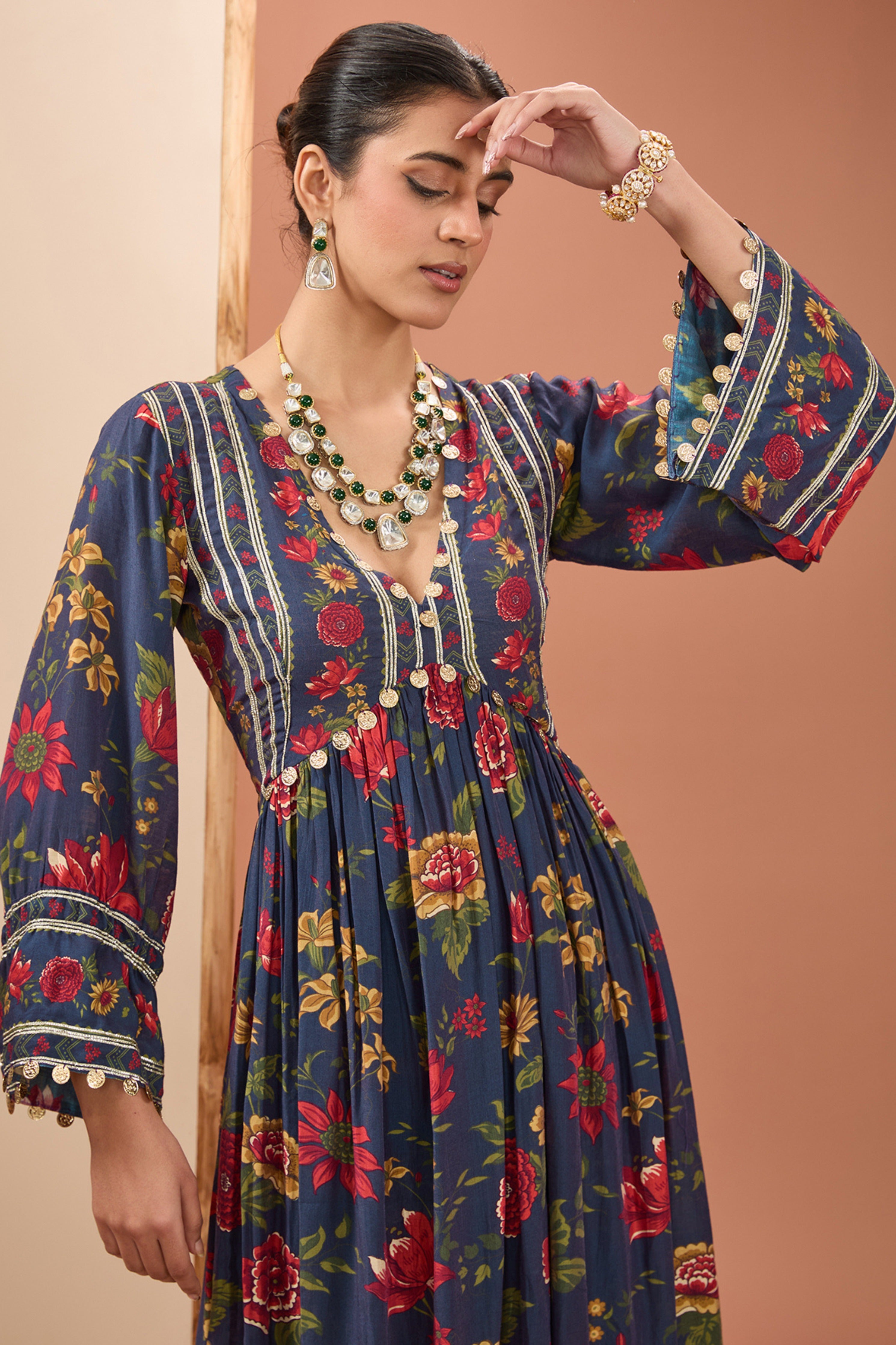 Blue Printed Kurta Set