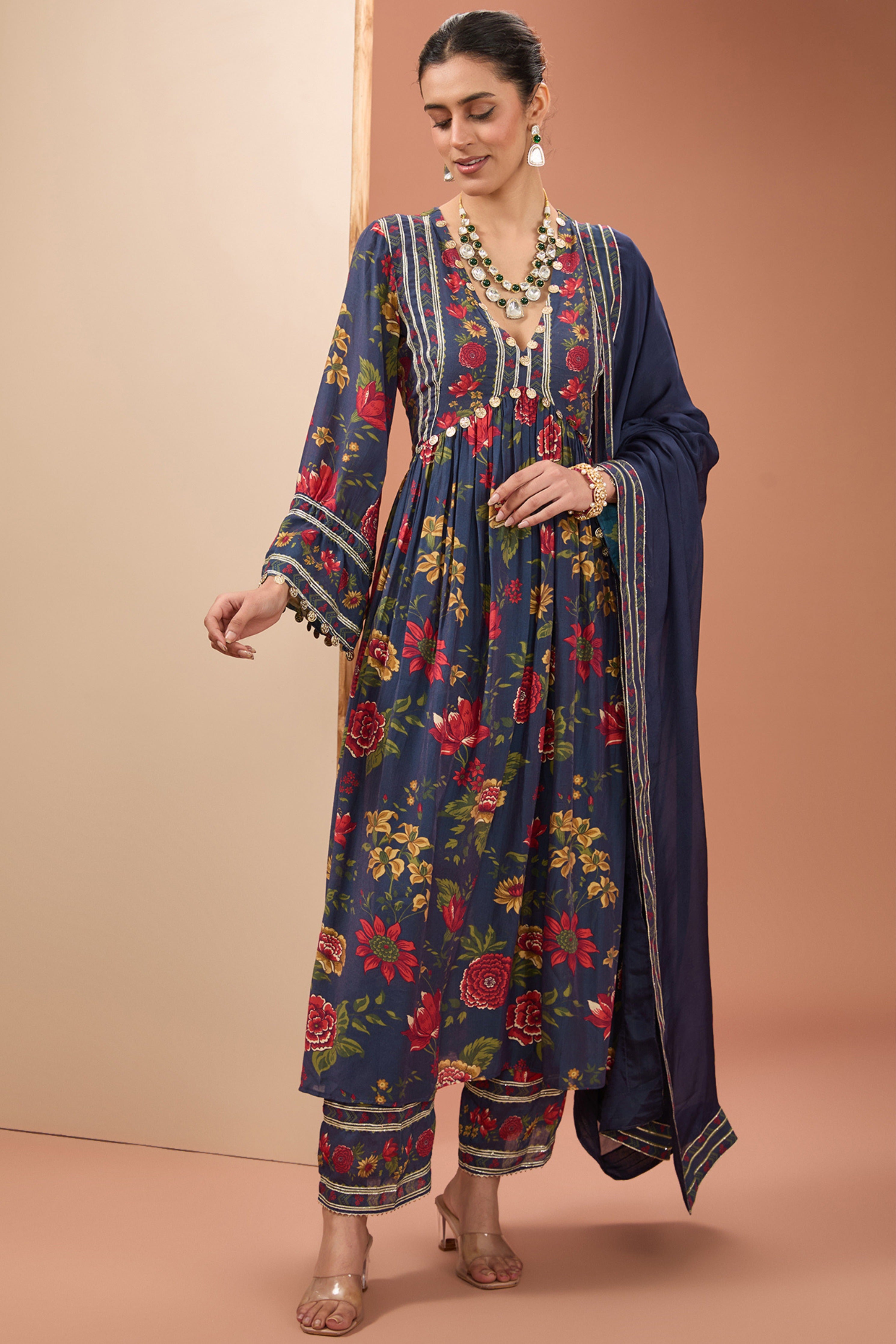 Blue Printed Kurta Set