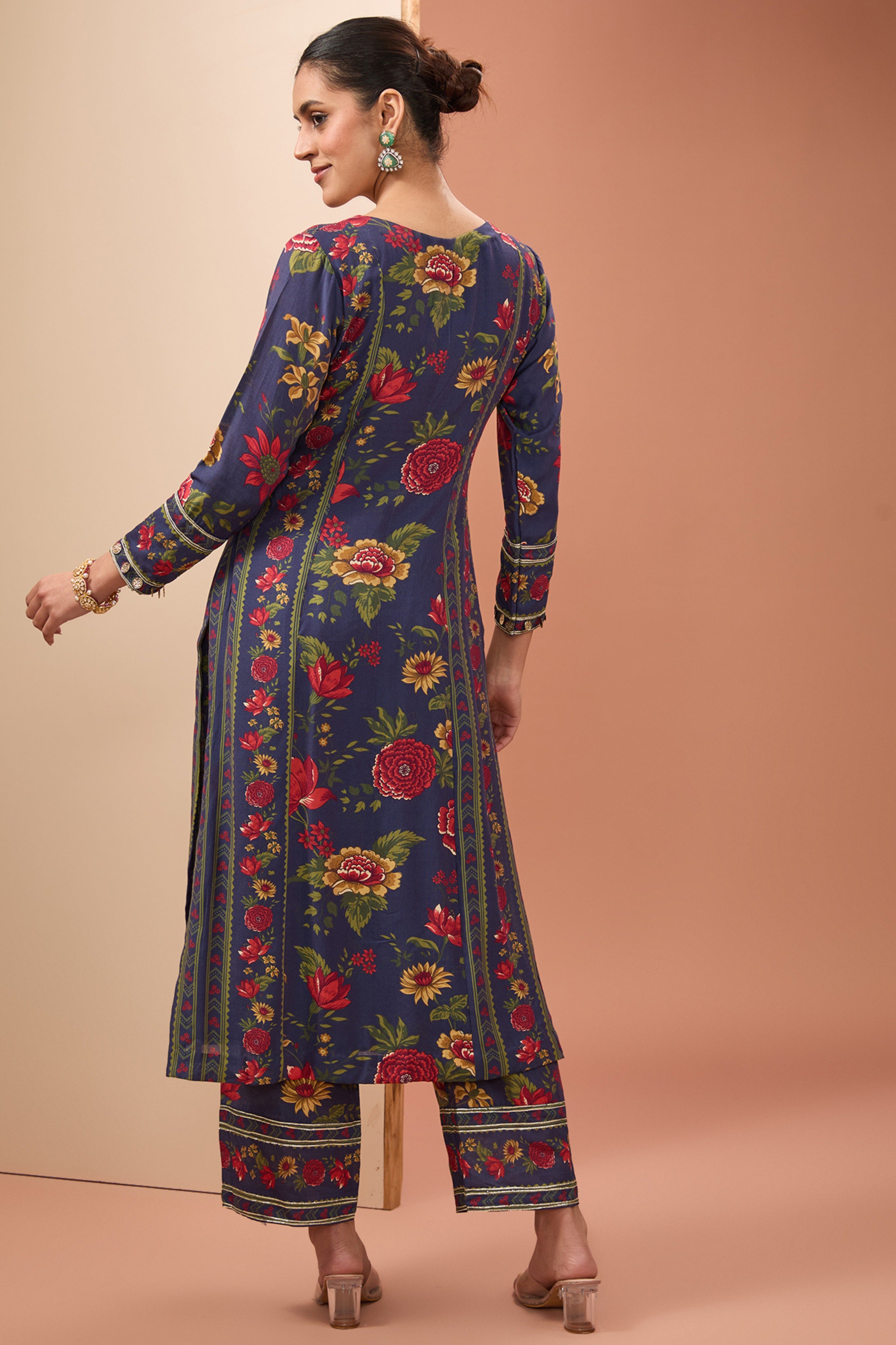 Blue Printed Kurta Set