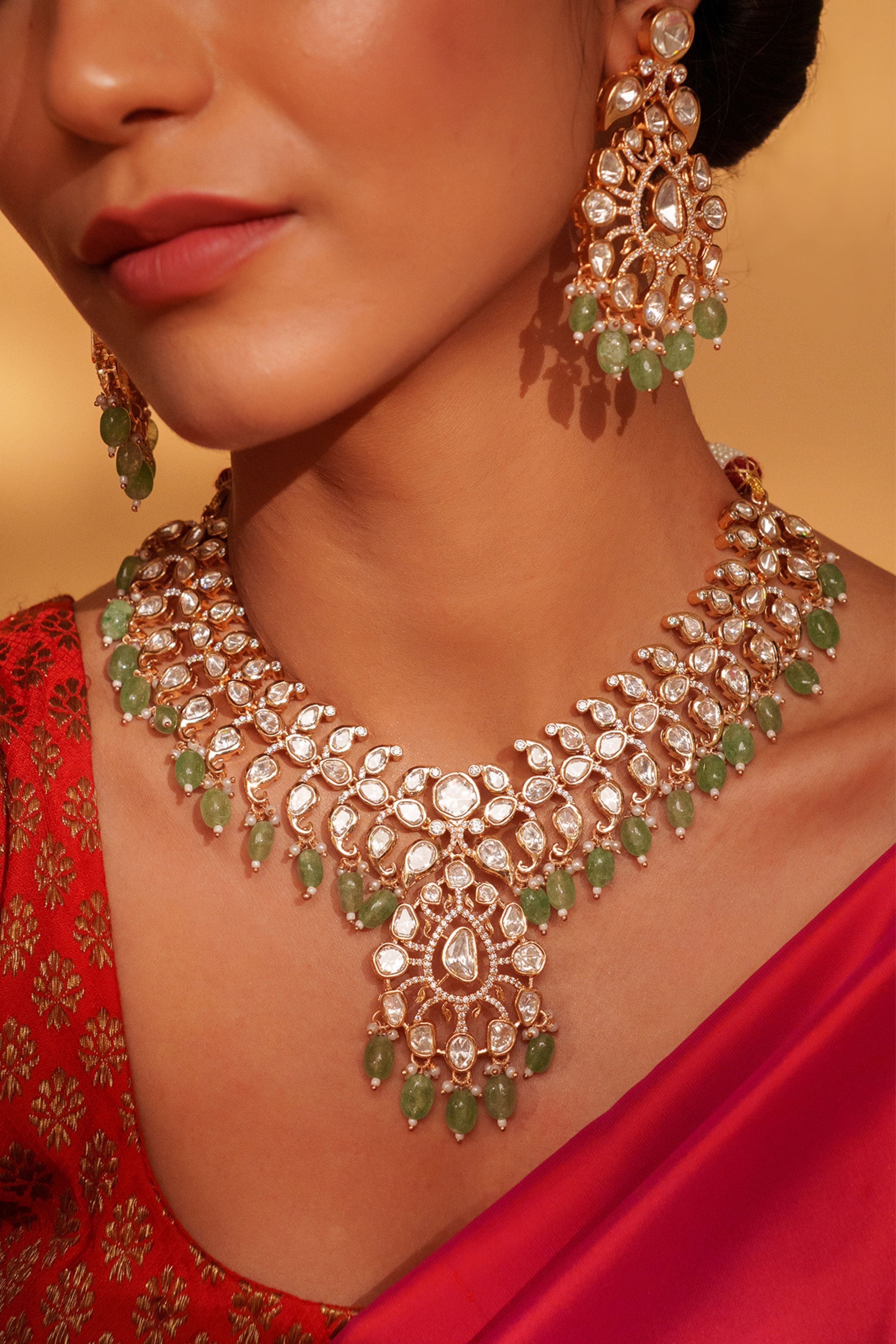 Bold And Dramatic Kundan Necklace With Earrings And Maangtikka