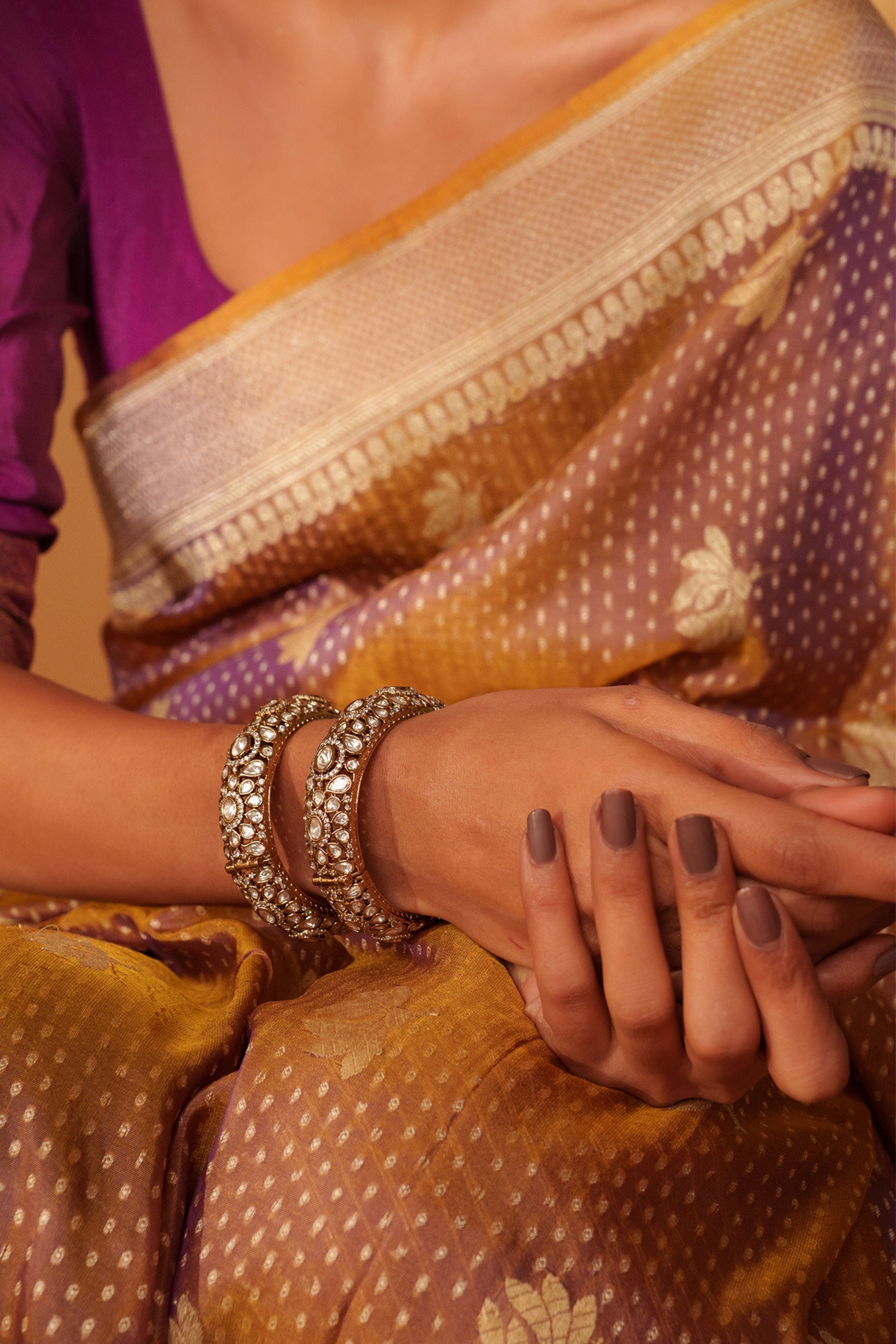 Bold And Dramatic Pair Of Antique Finish Kadas
