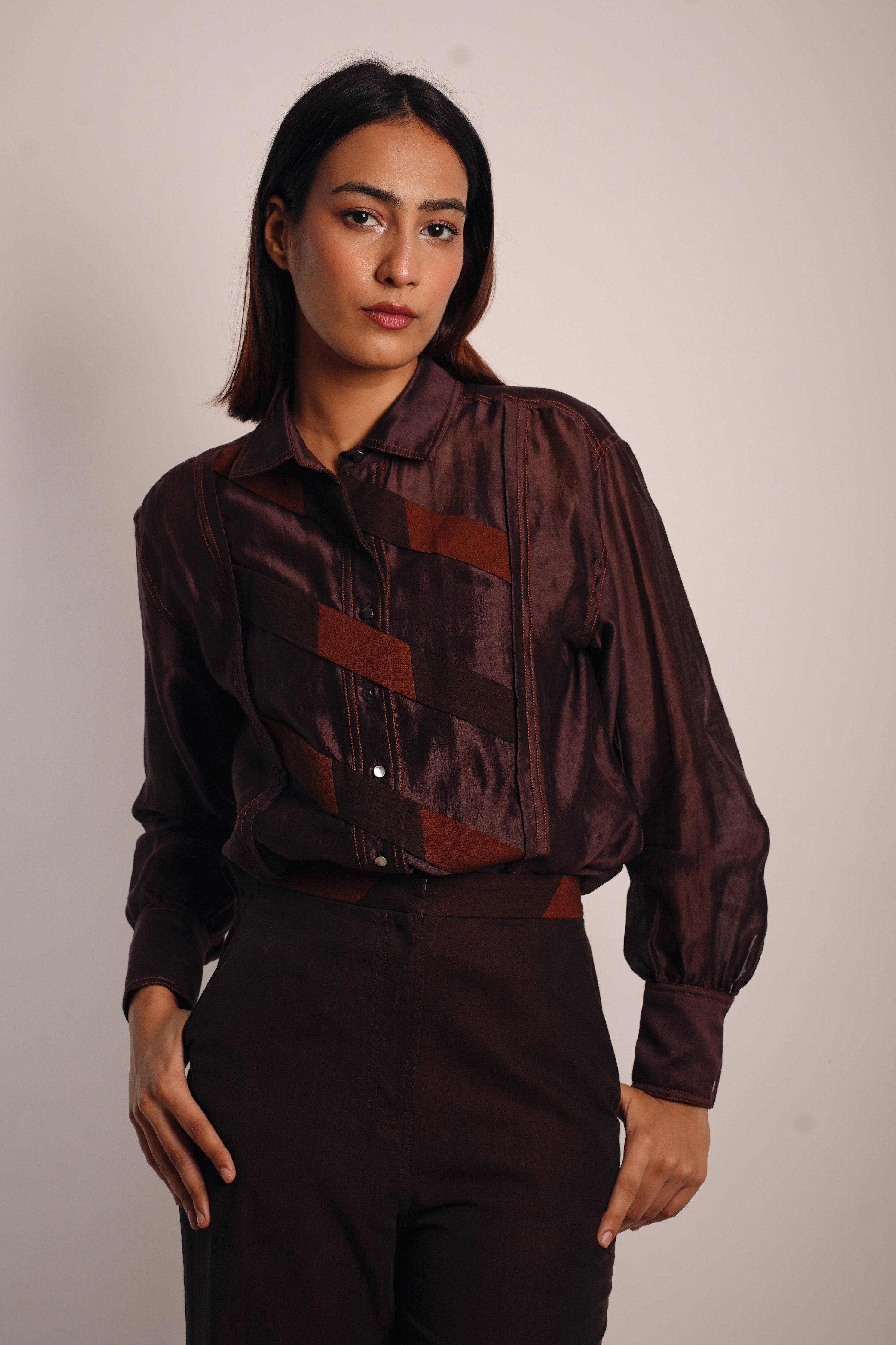 Brown Denim Stripe Co-Ord Set