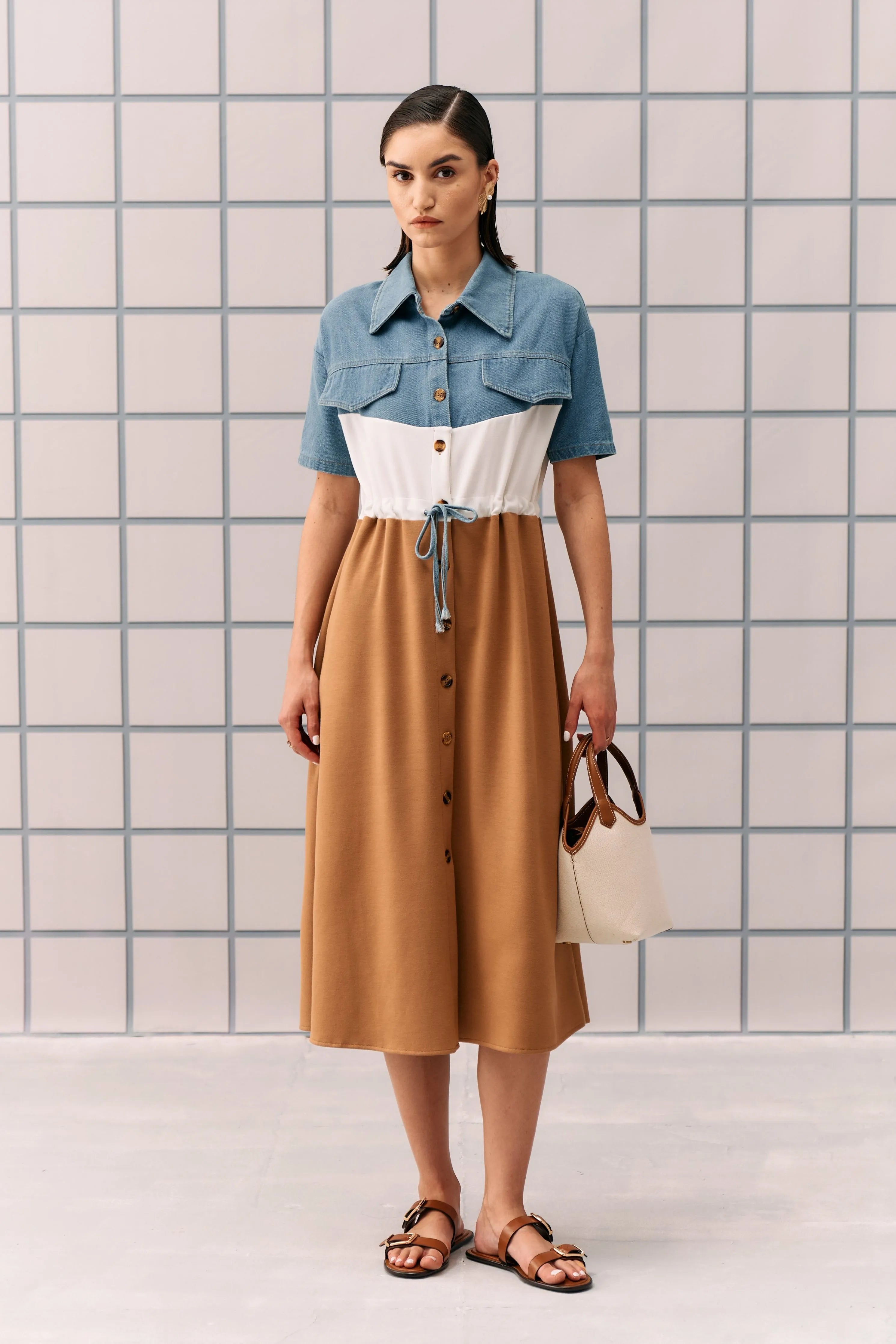 Brown Denim Capri Dress