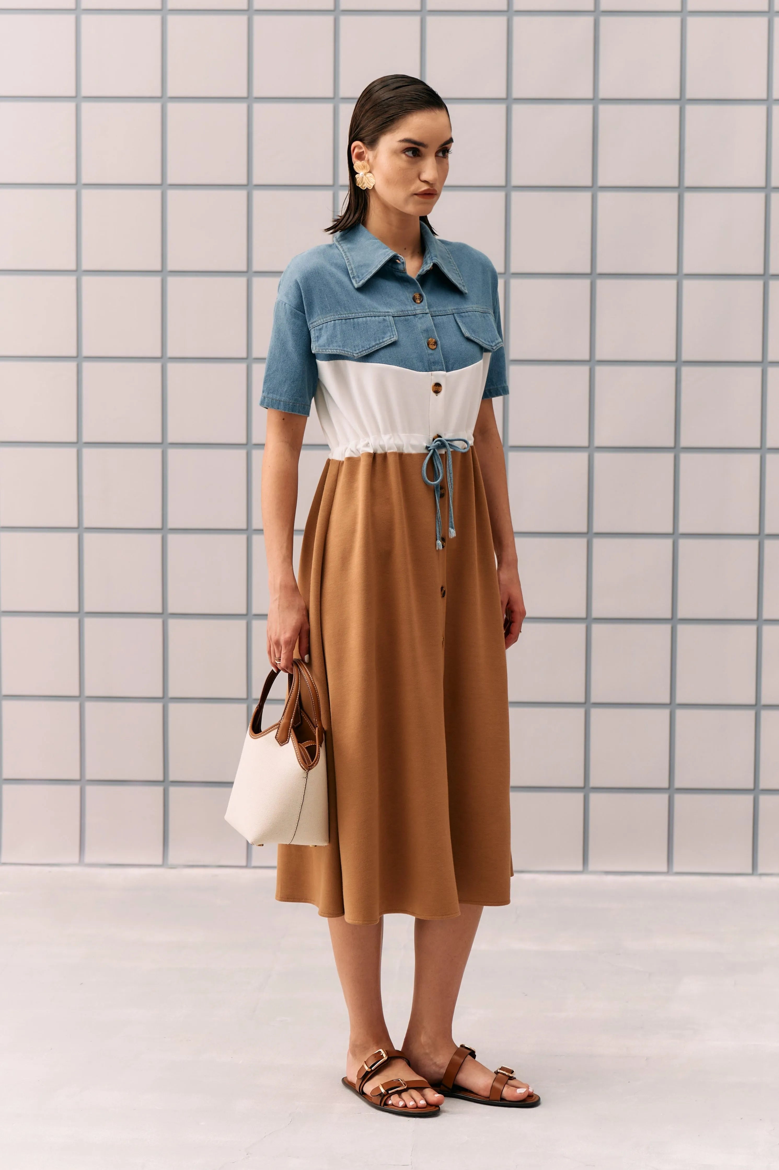 Brown Denim Capri Dress