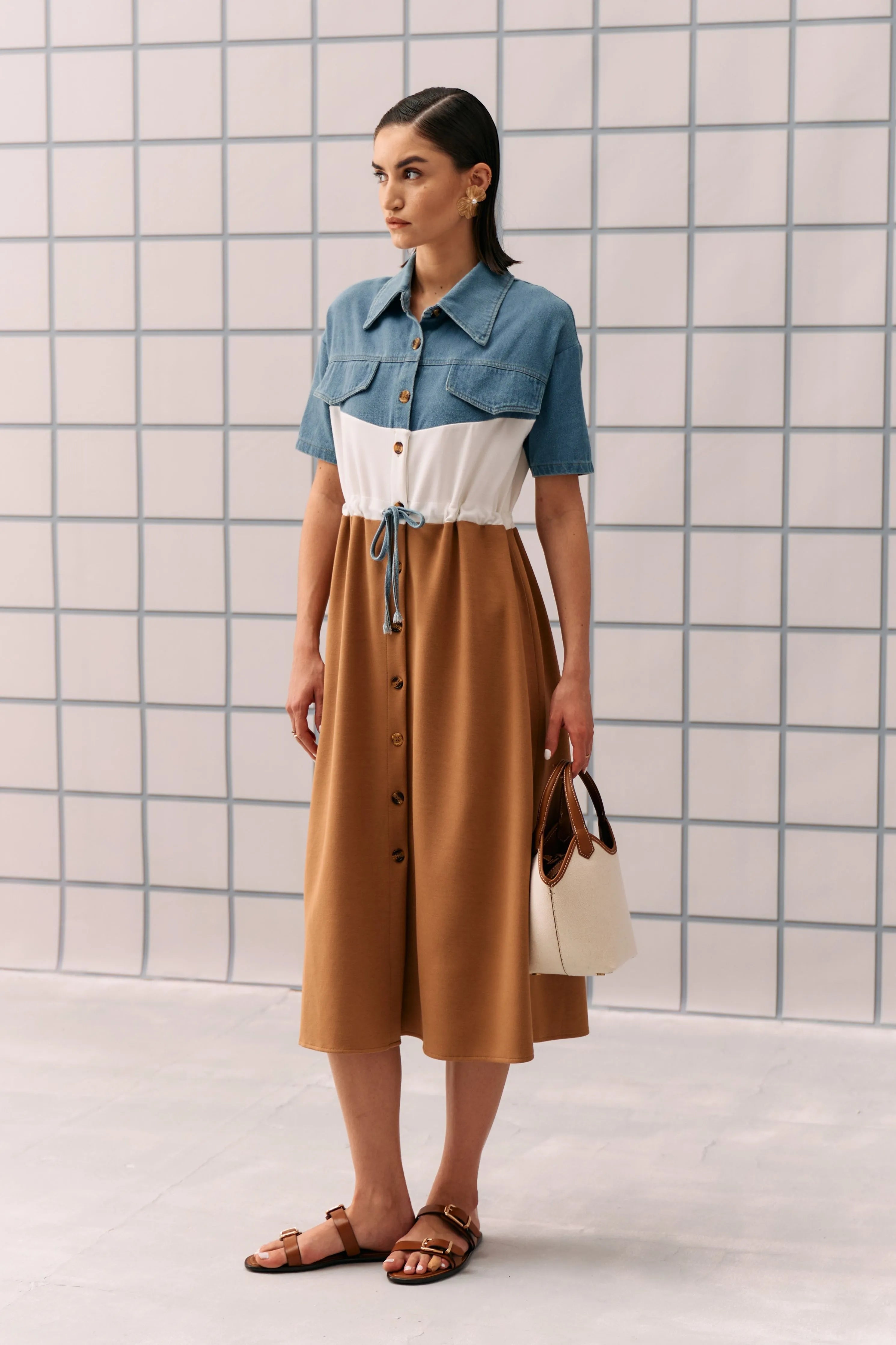 Brown Denim Capri Dress