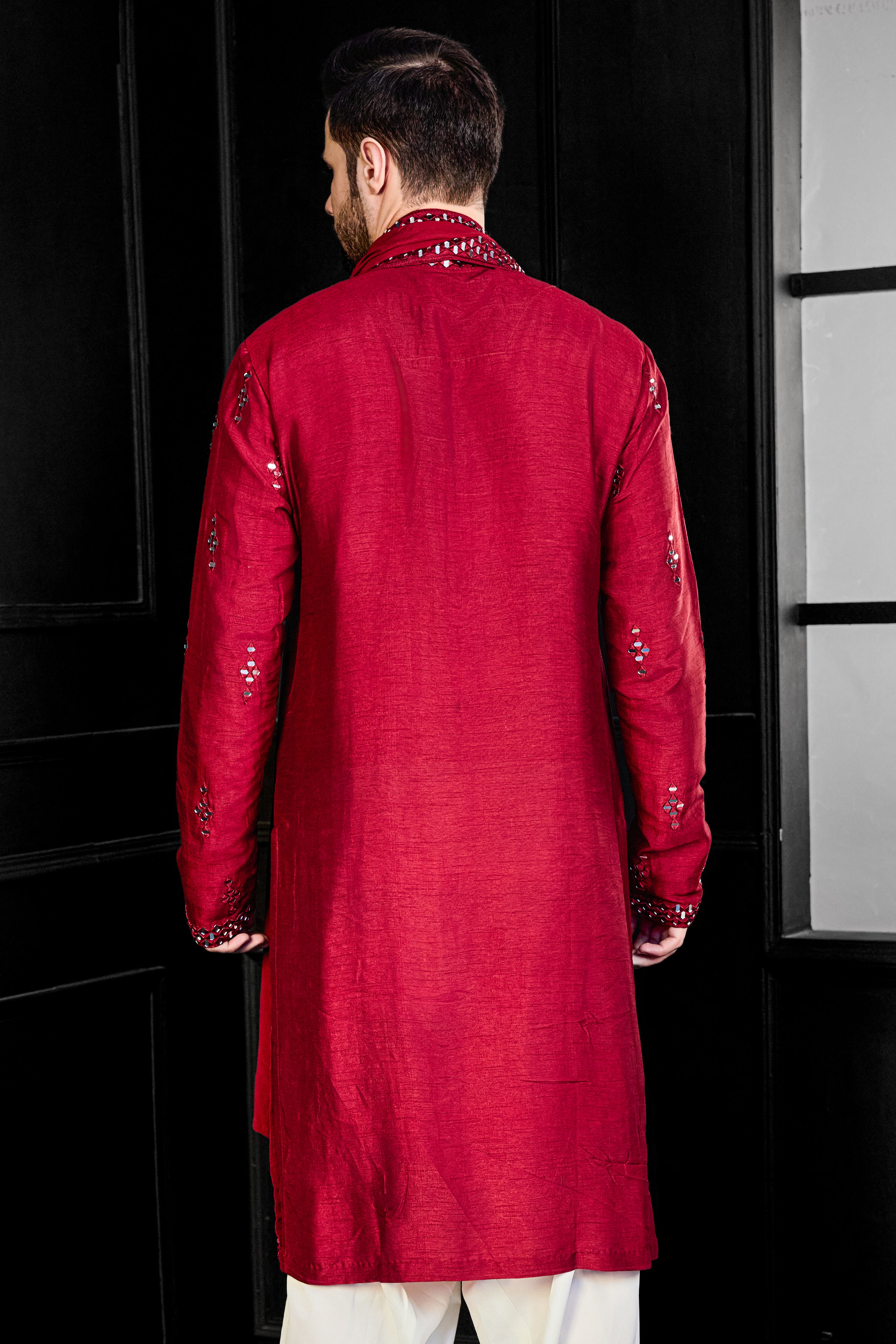 Red Mirror Kurta Set