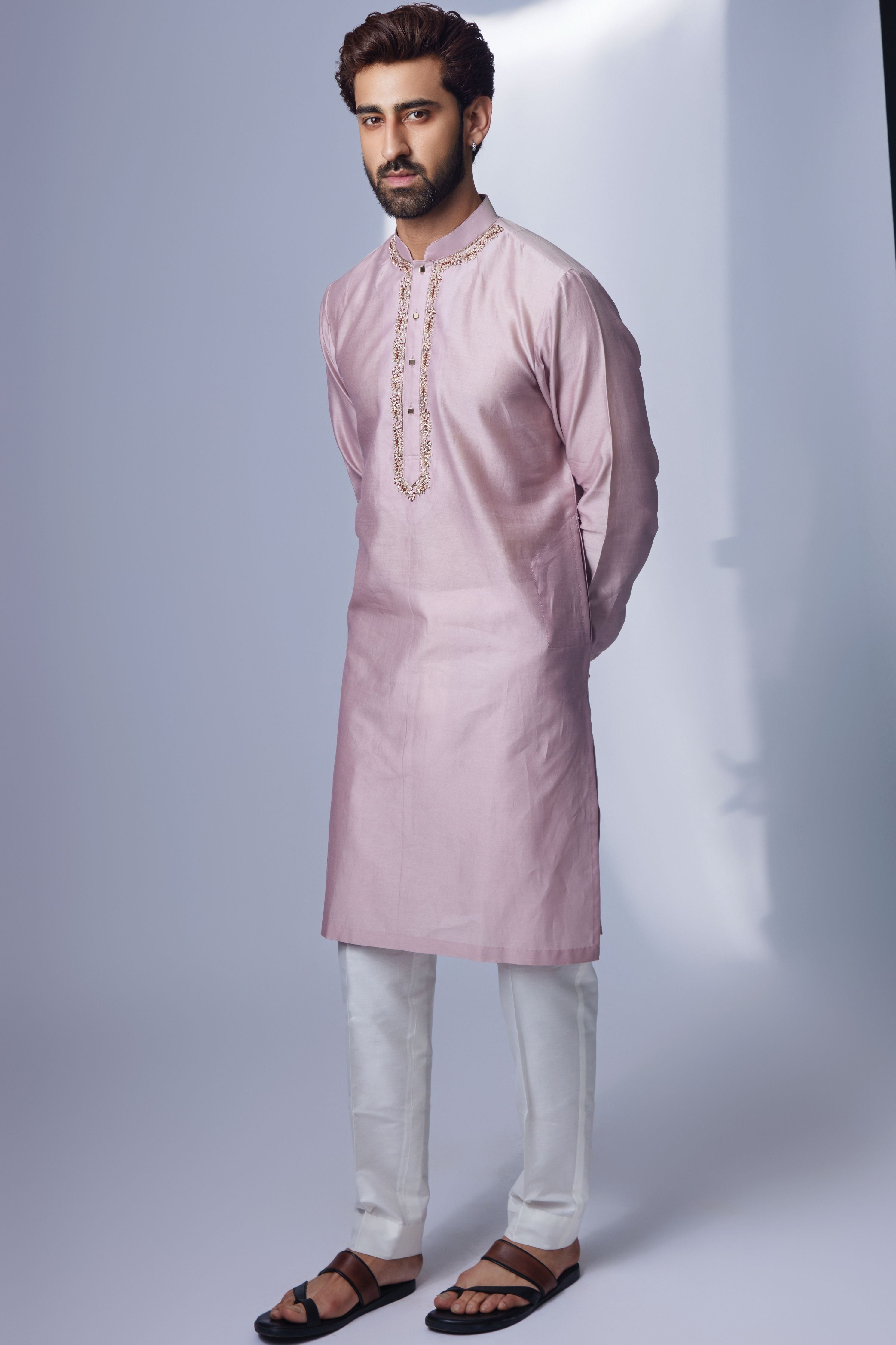 Light Cream Round Neckline Kurta Set