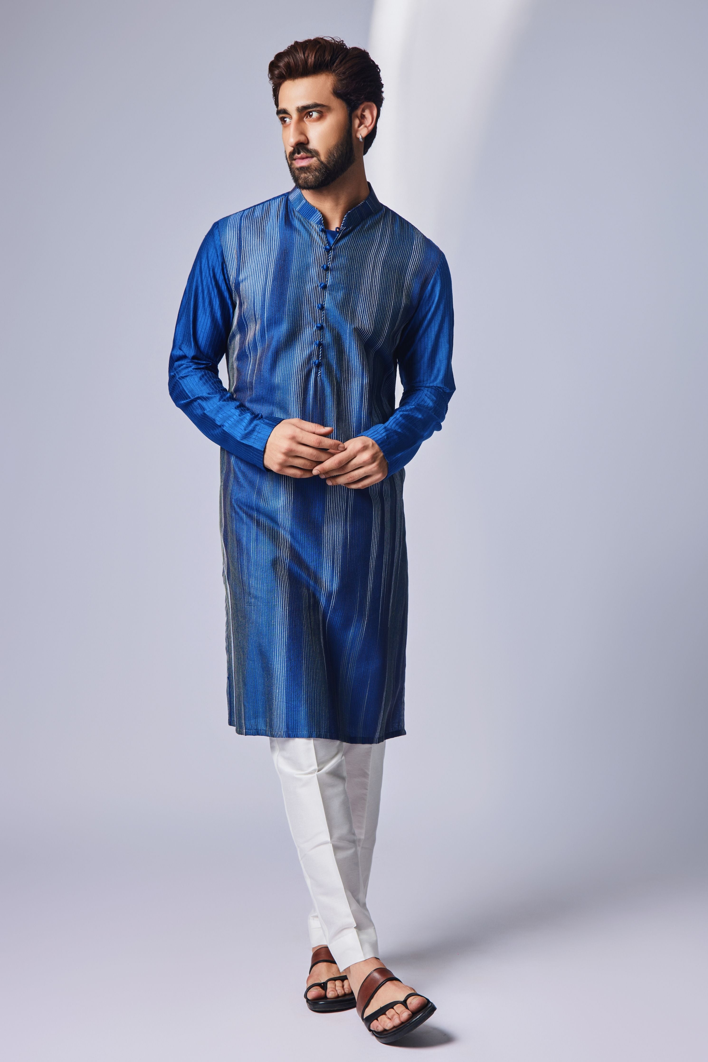 Blue Tagai Zig Zag Kurta Set