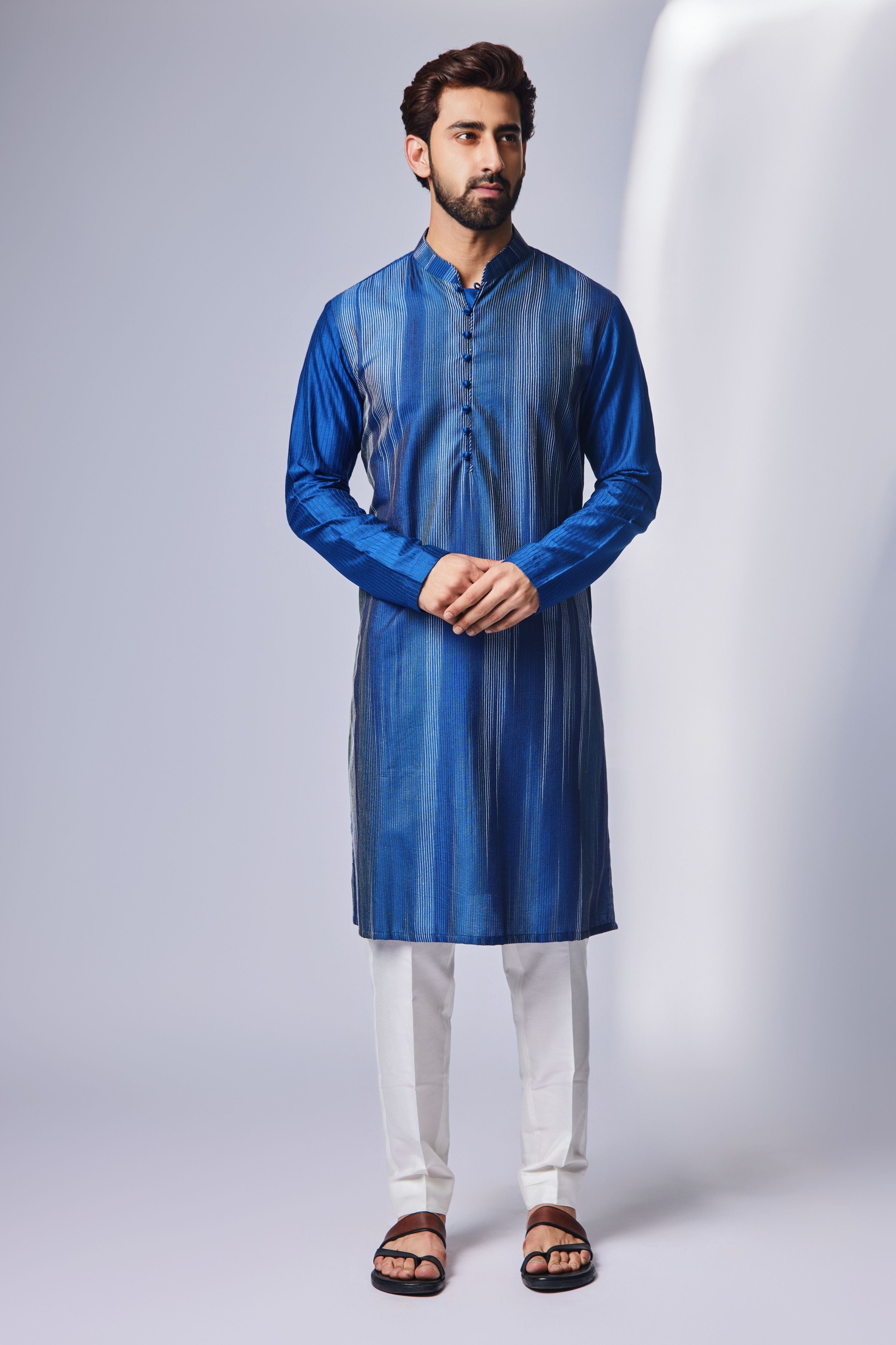 Blue Tagai Zig Zag Kurta Set