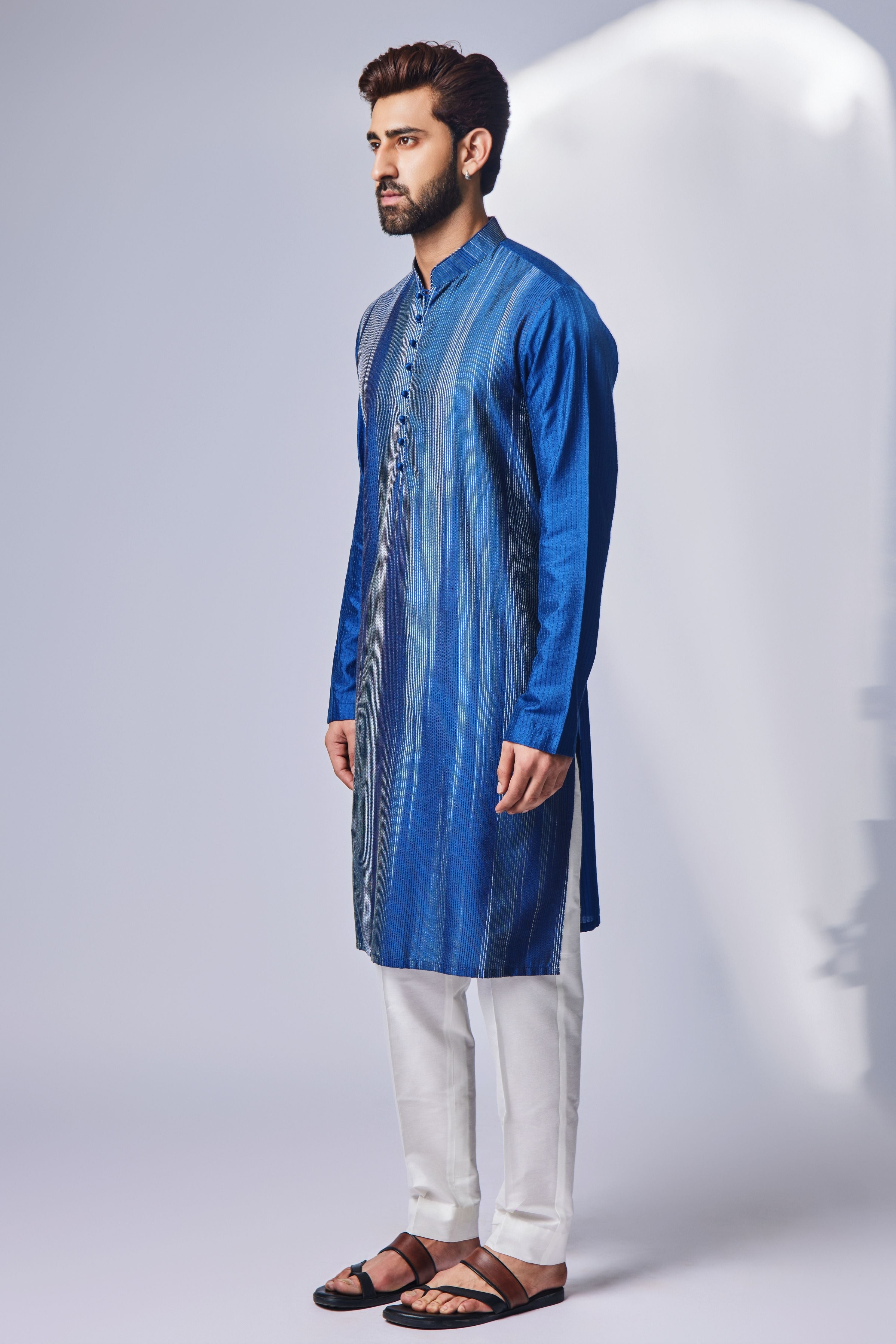 Blue Tagai Zig Zag Kurta Set