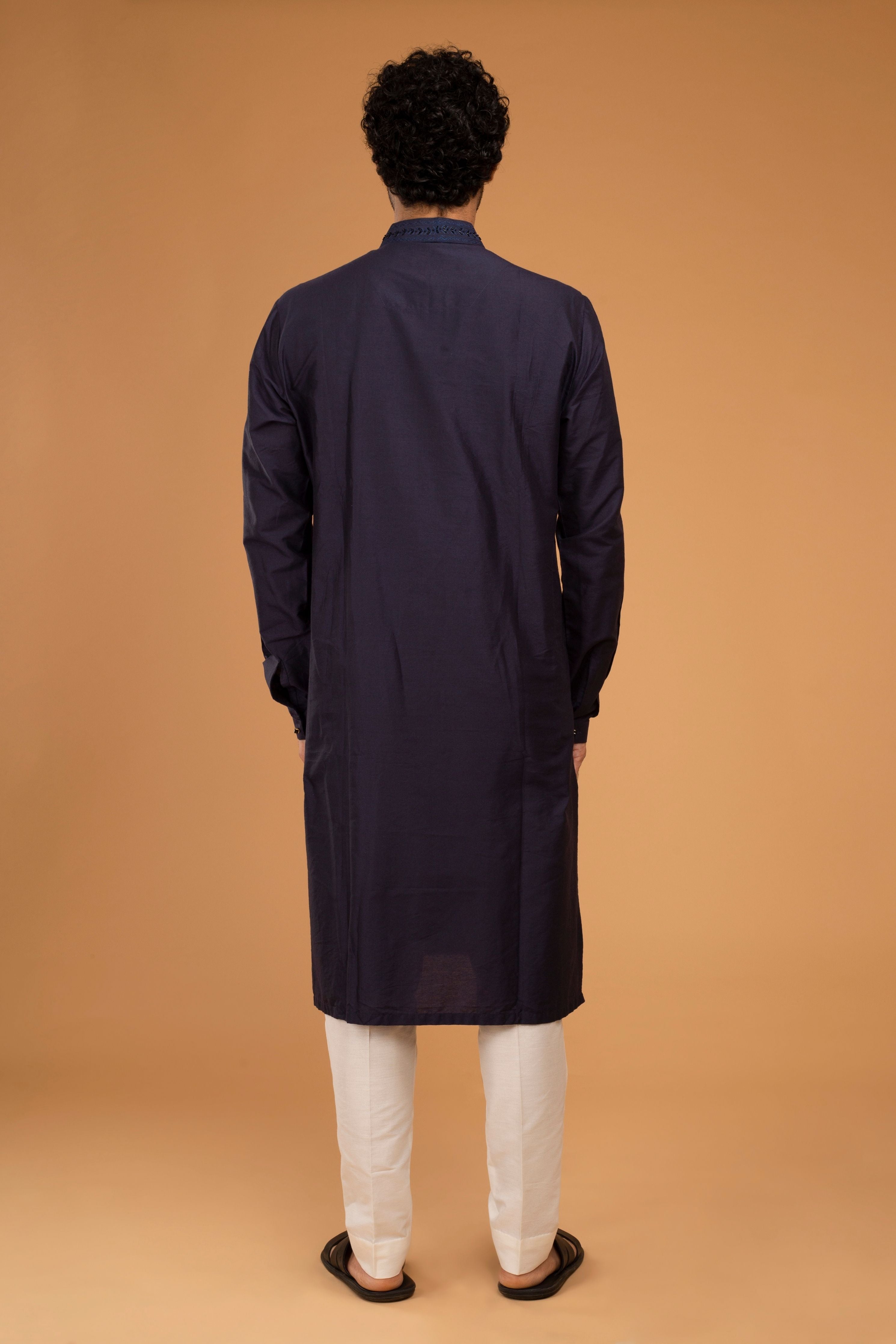 Navy Blue Aari Work Kurta Set