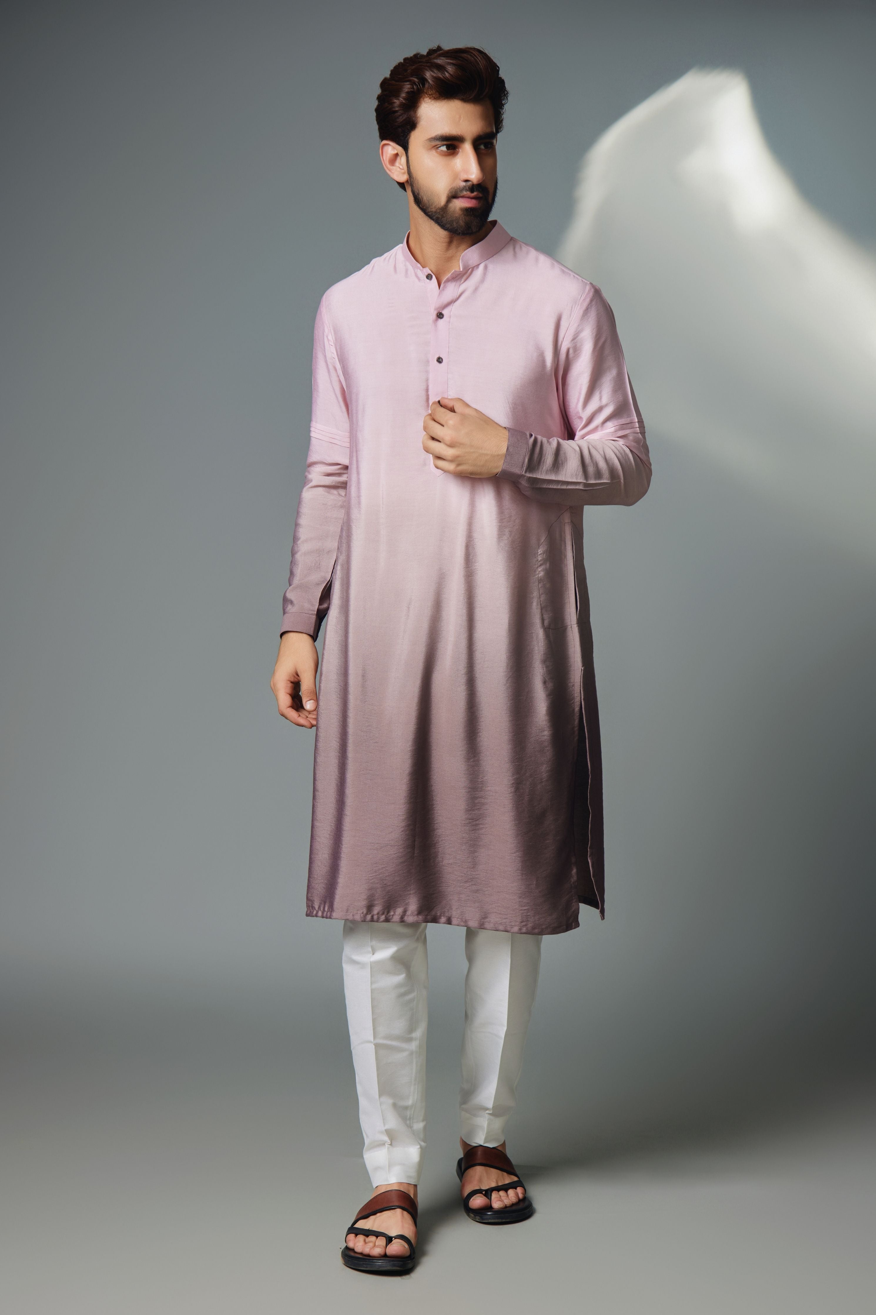 Light Grey Ombre Kurta Set