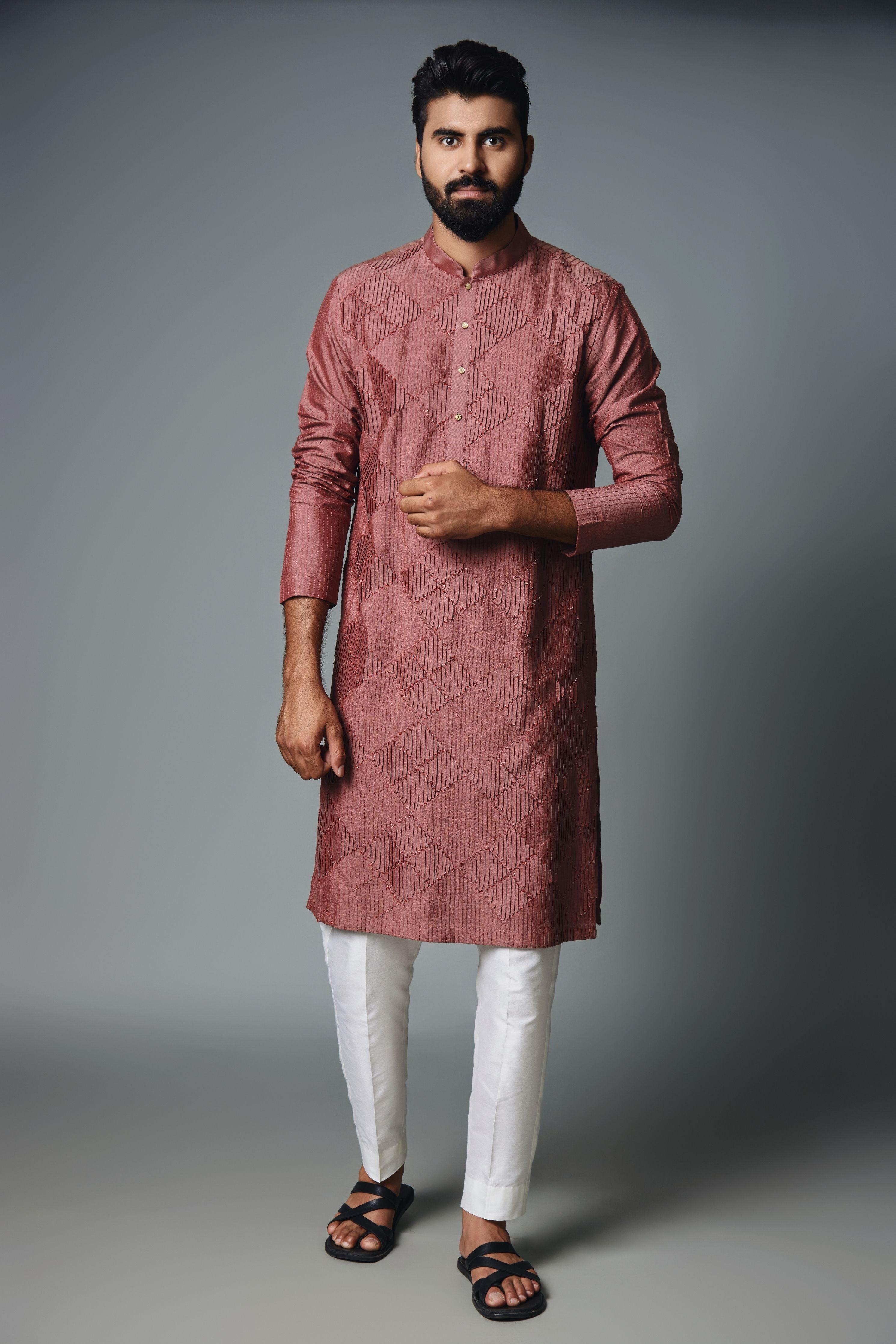 Maroon Pintux Kurta Set