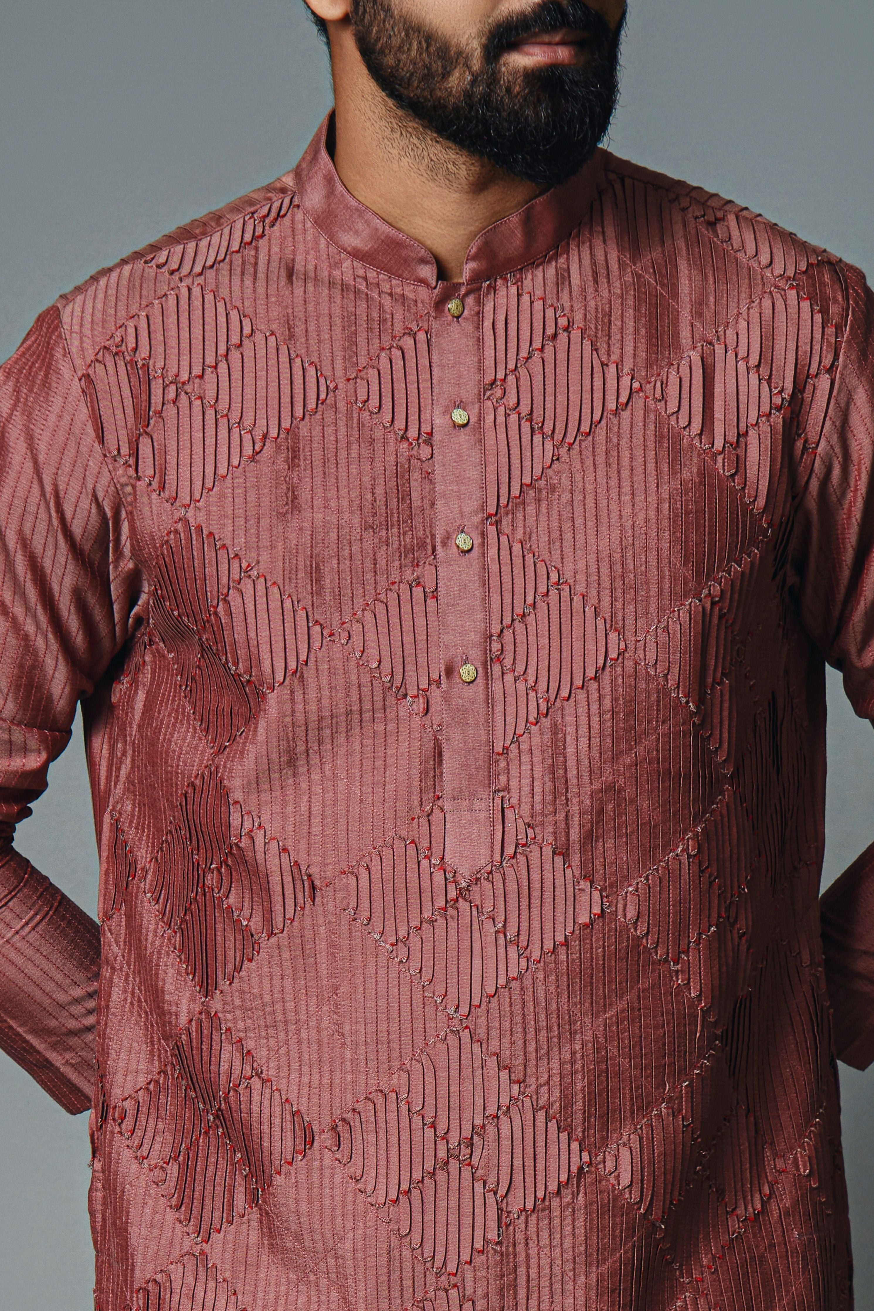 Maroon Pintux Kurta Set