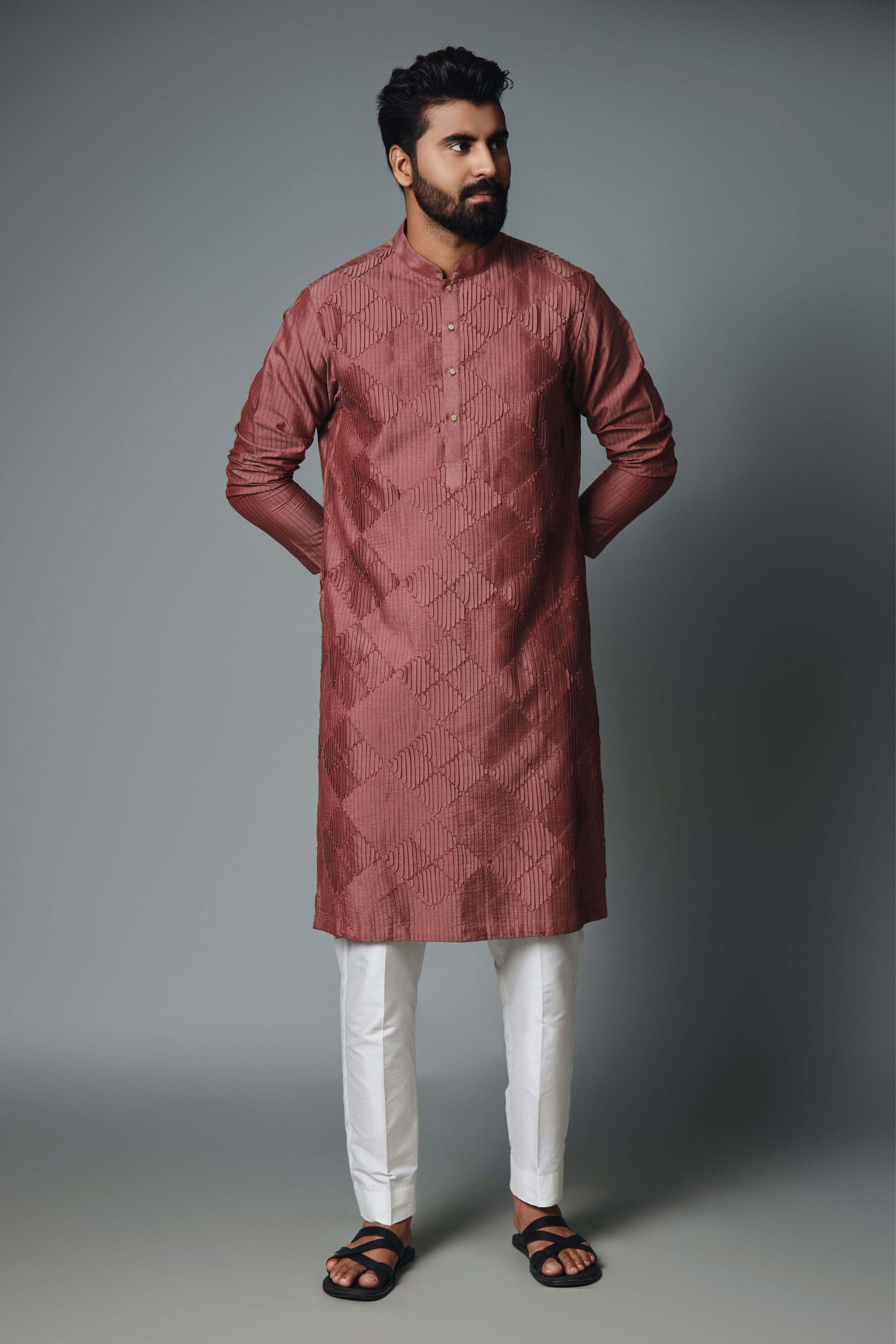Maroon Pintux Kurta Set