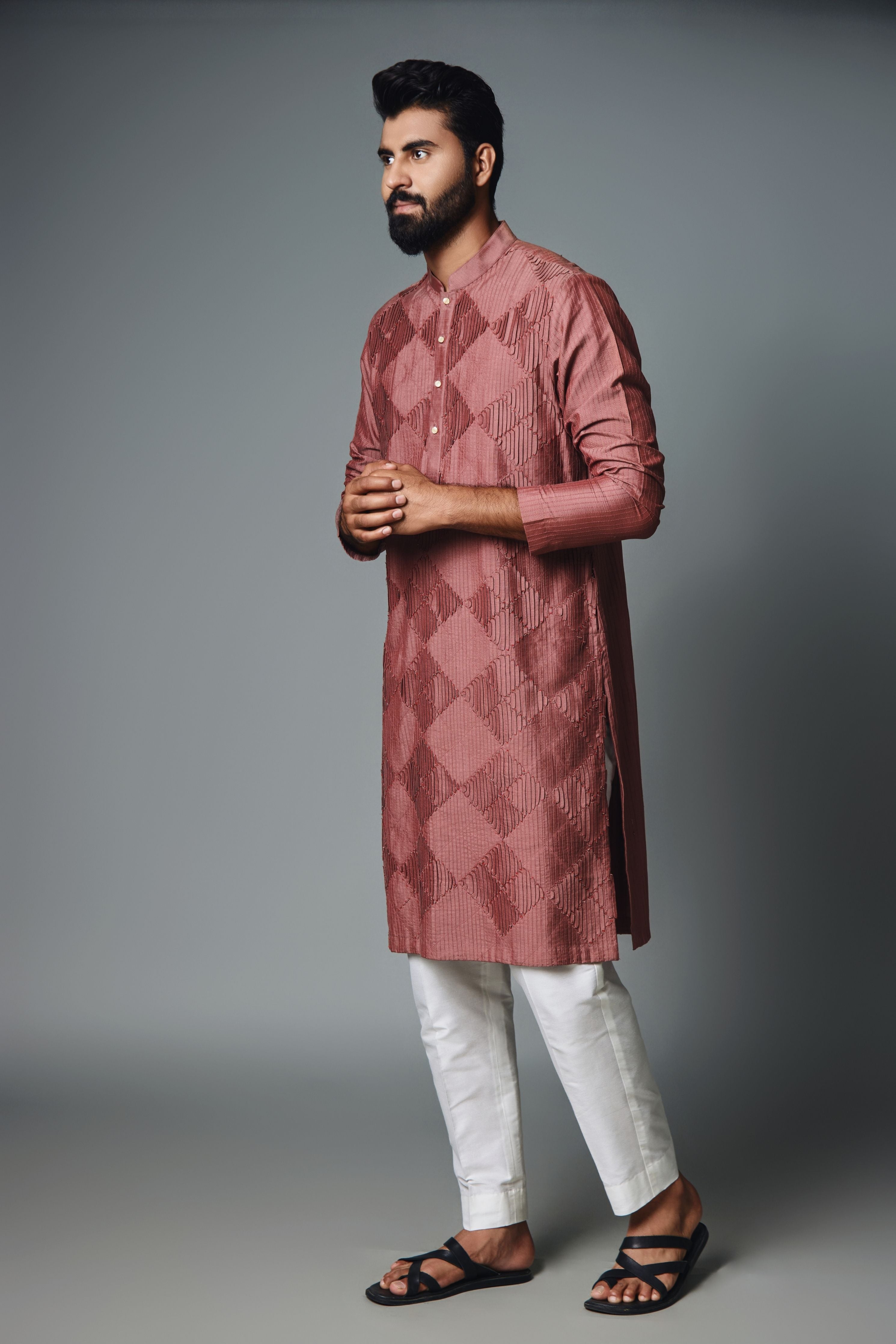 Maroon Pintux Kurta Set