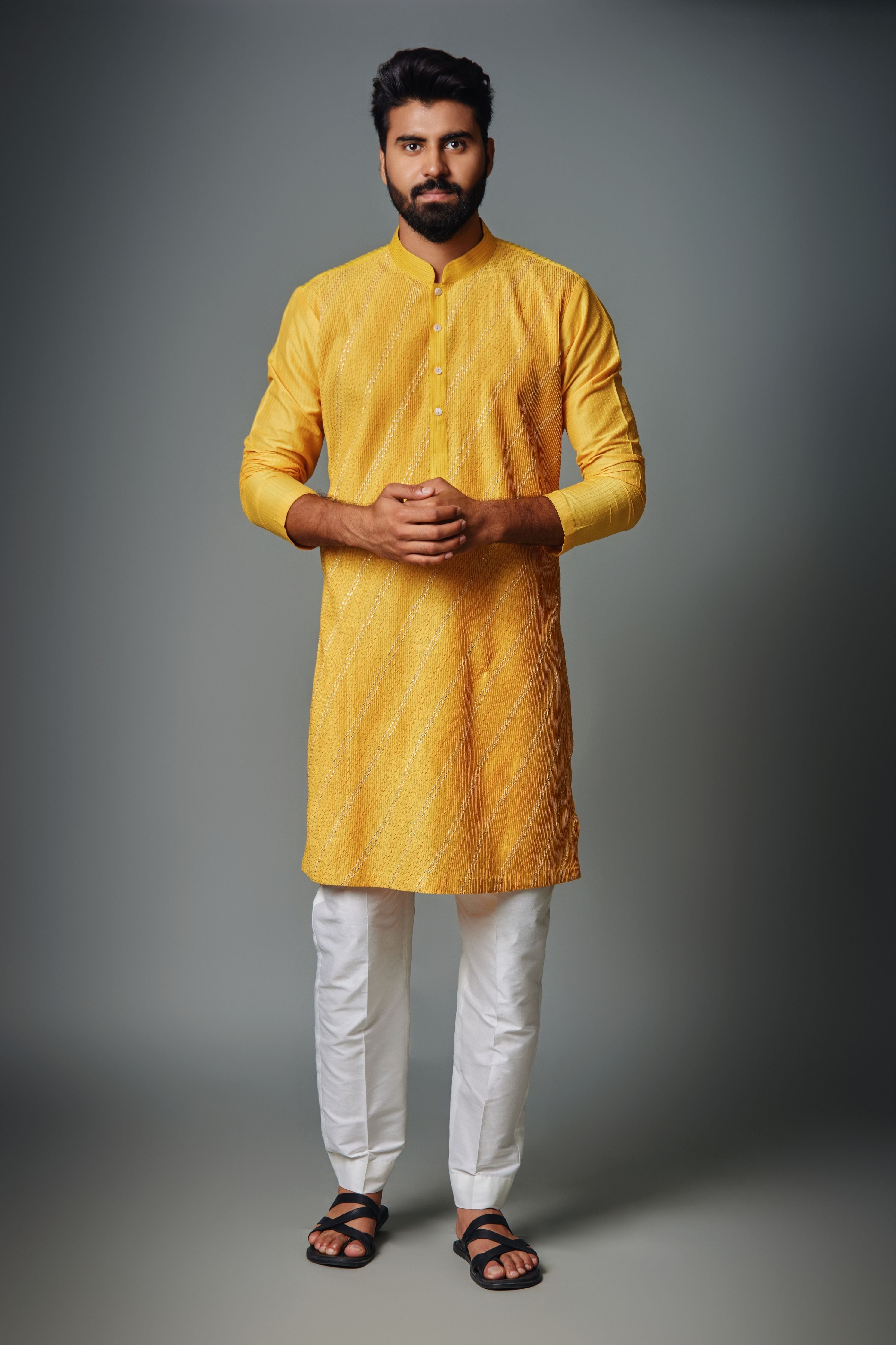 Gota Work Yellow Pintux Kurta Set