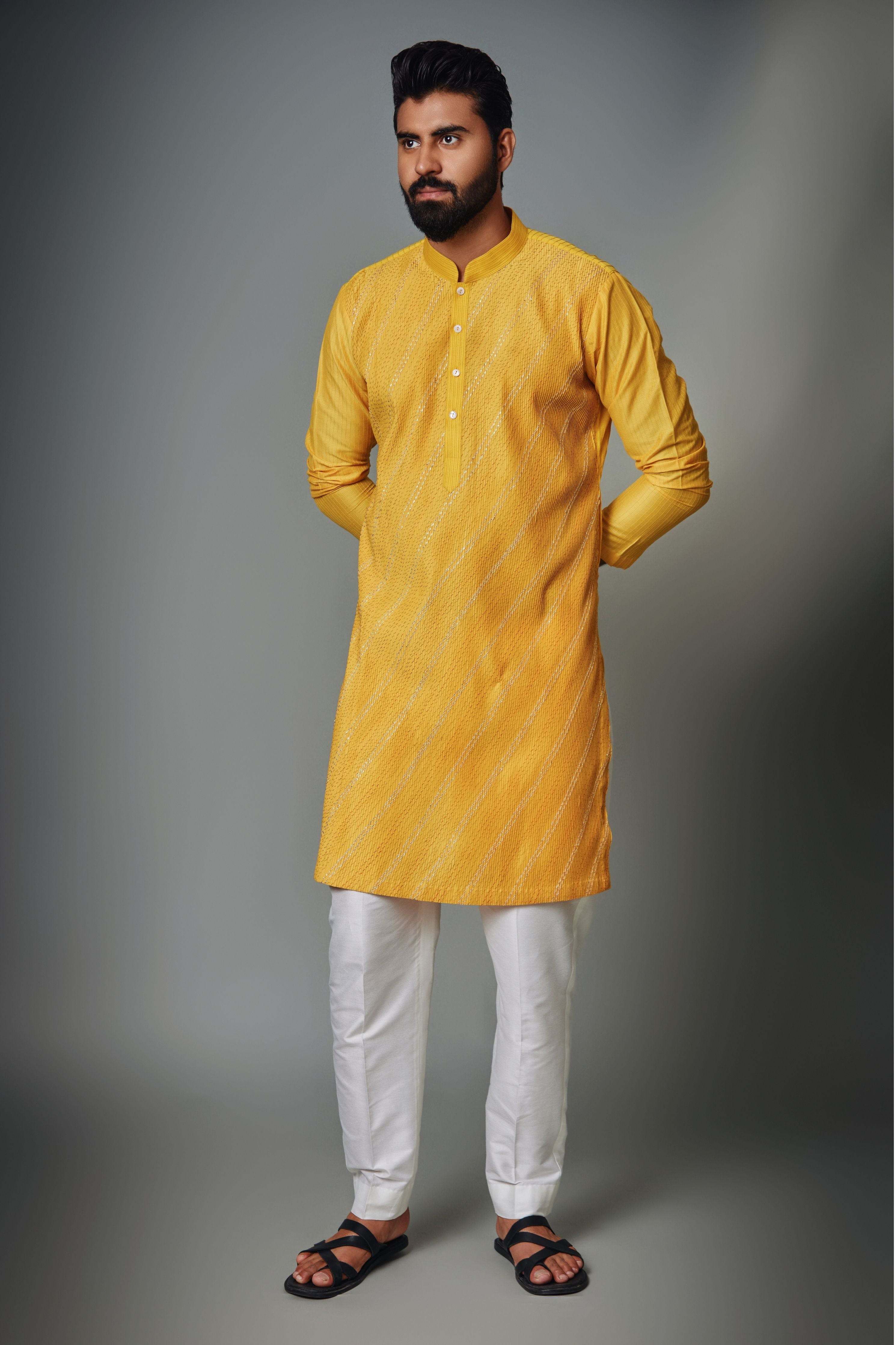 Gota Work Yellow Pintux Kurta Set