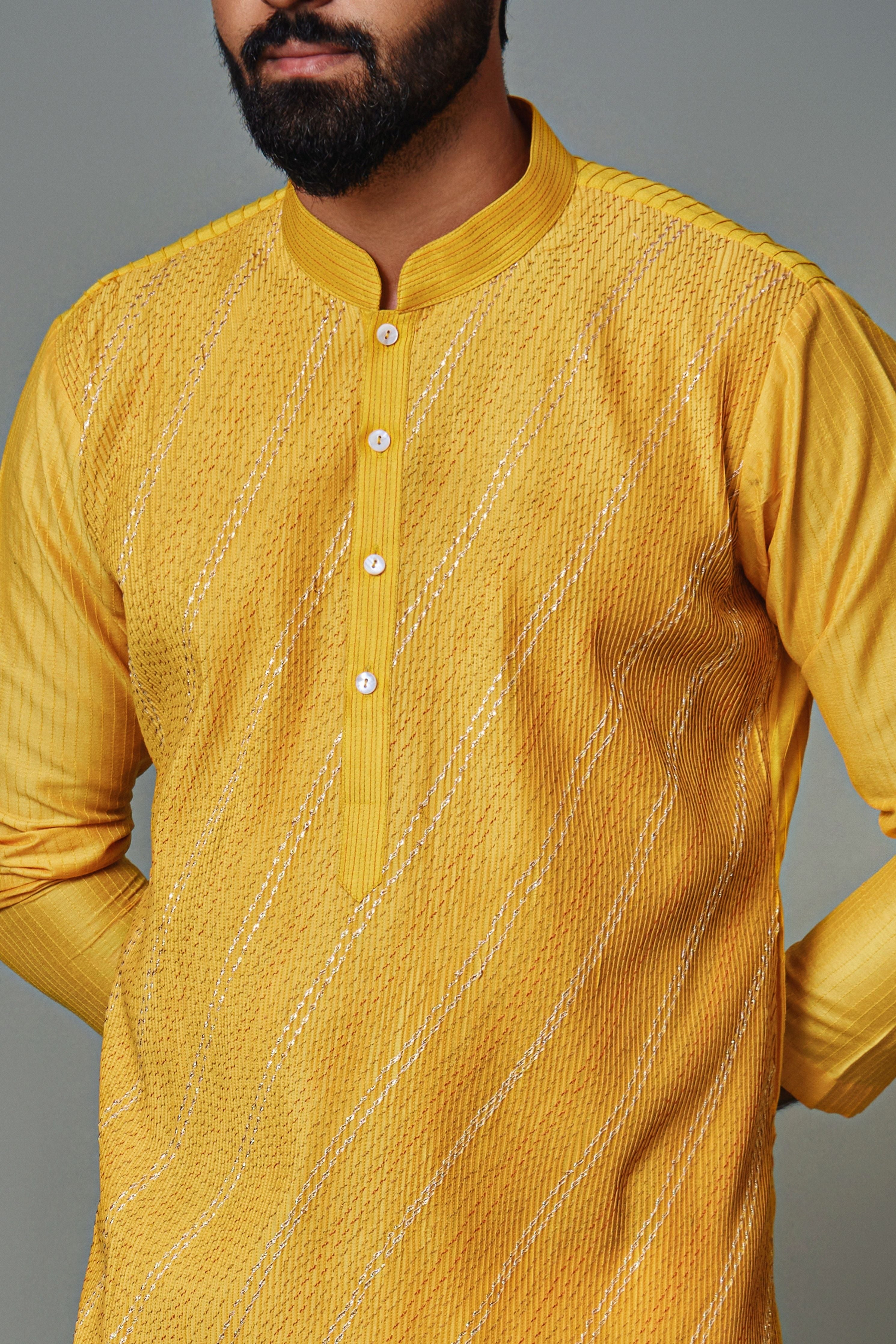 Gota Work Yellow Pintux Kurta Set
