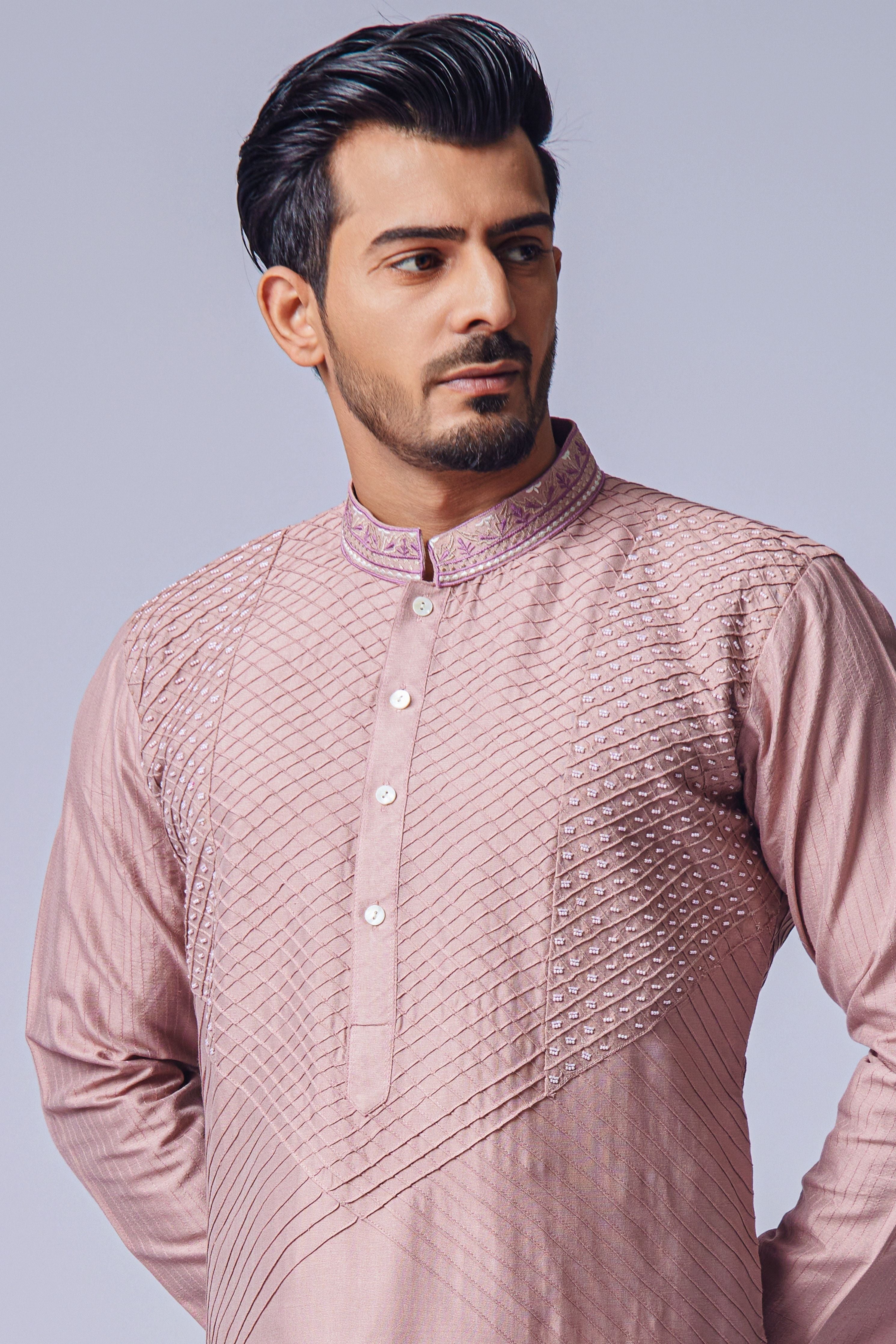 Pearl Work Peach Kurta Set