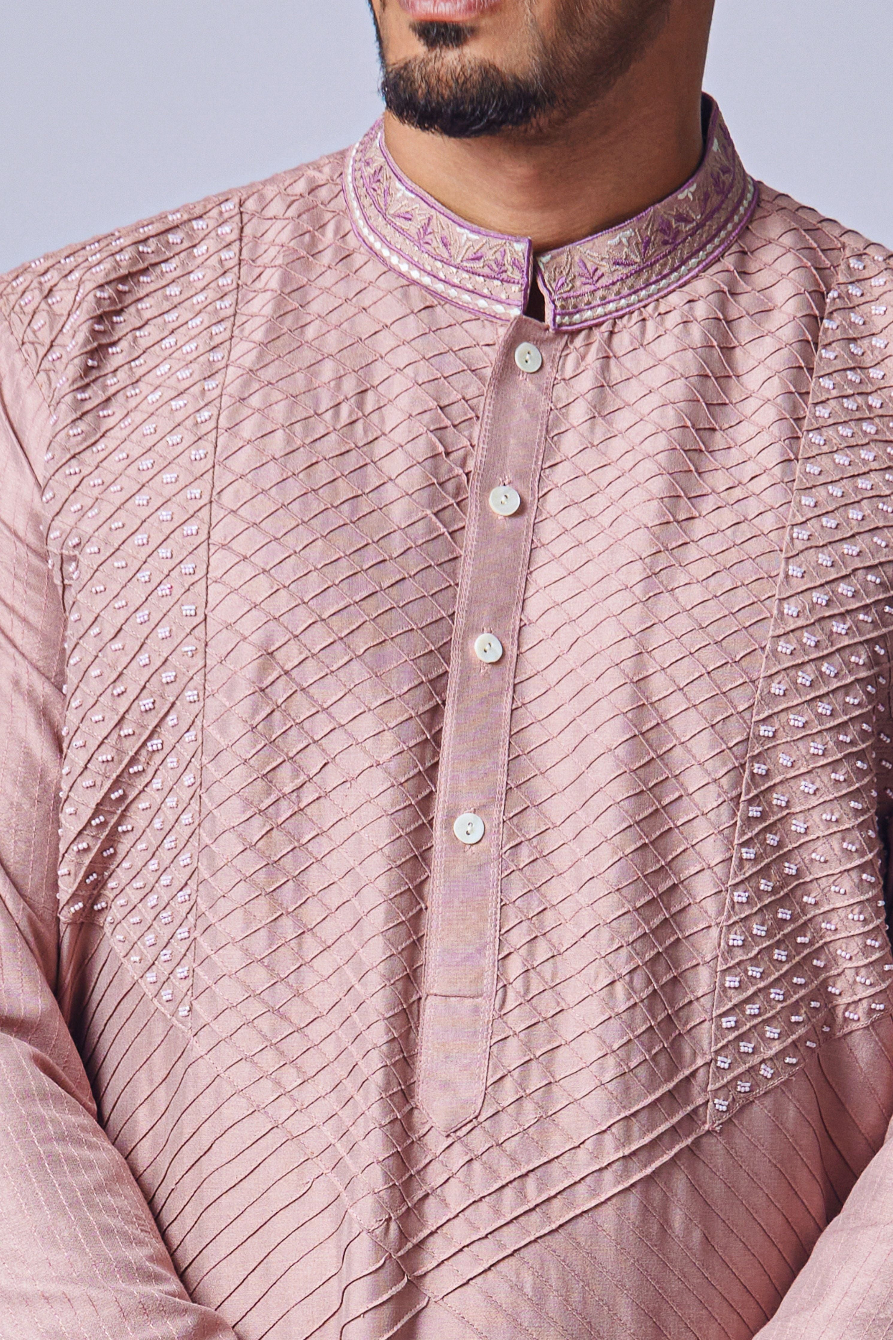 Pearl Work Peach Kurta Set