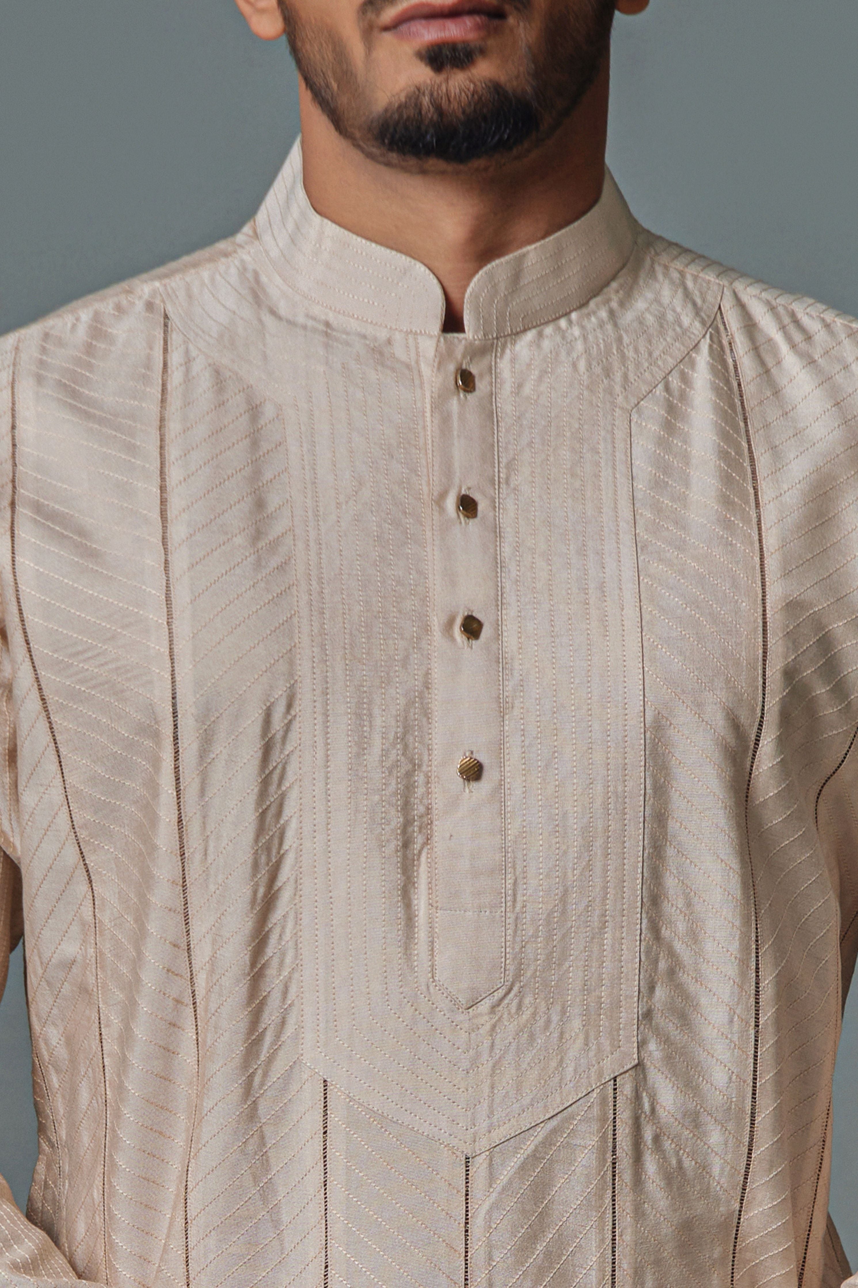Light Cream Tagain Kurta Set