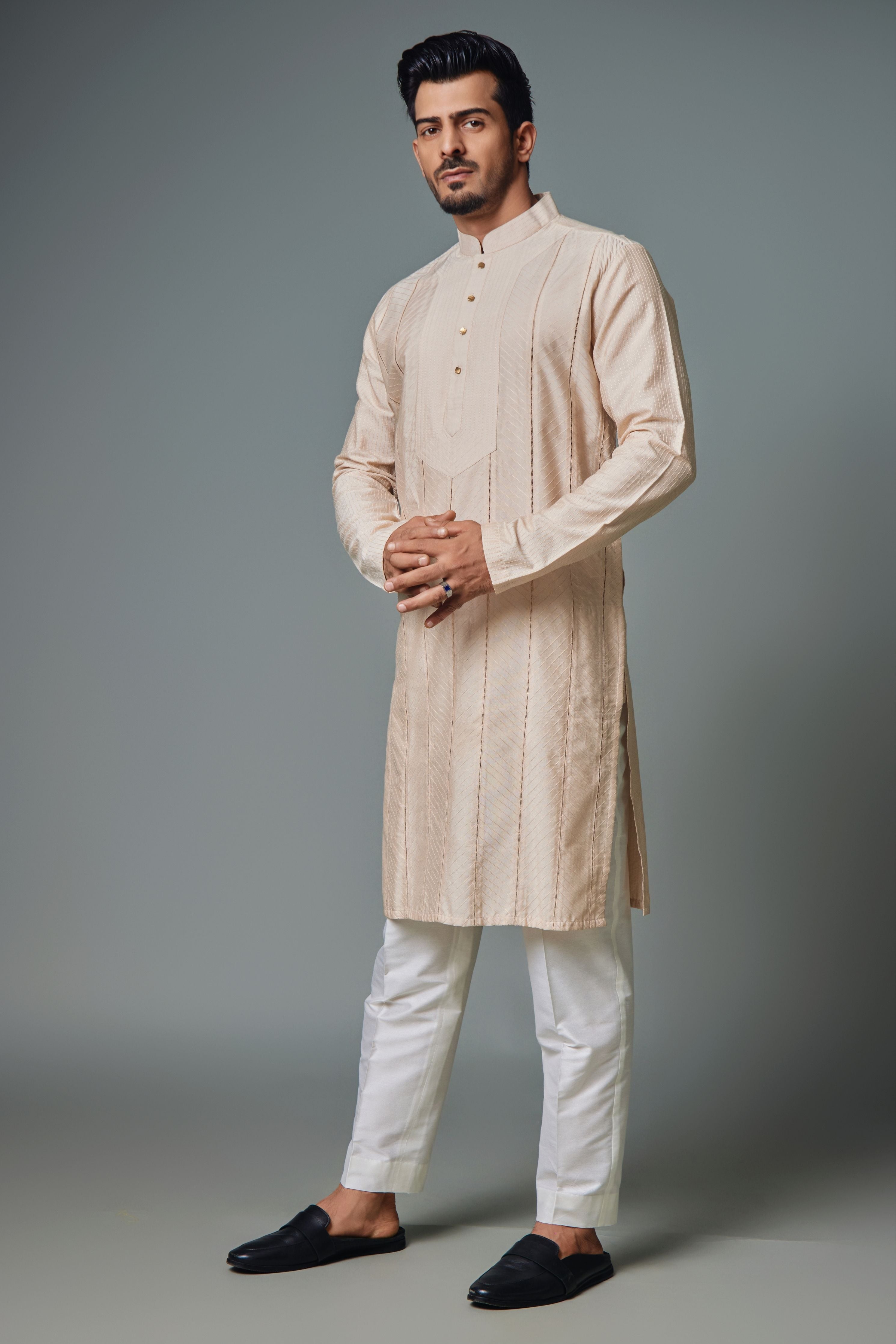 Light Cream Tagain Kurta Set