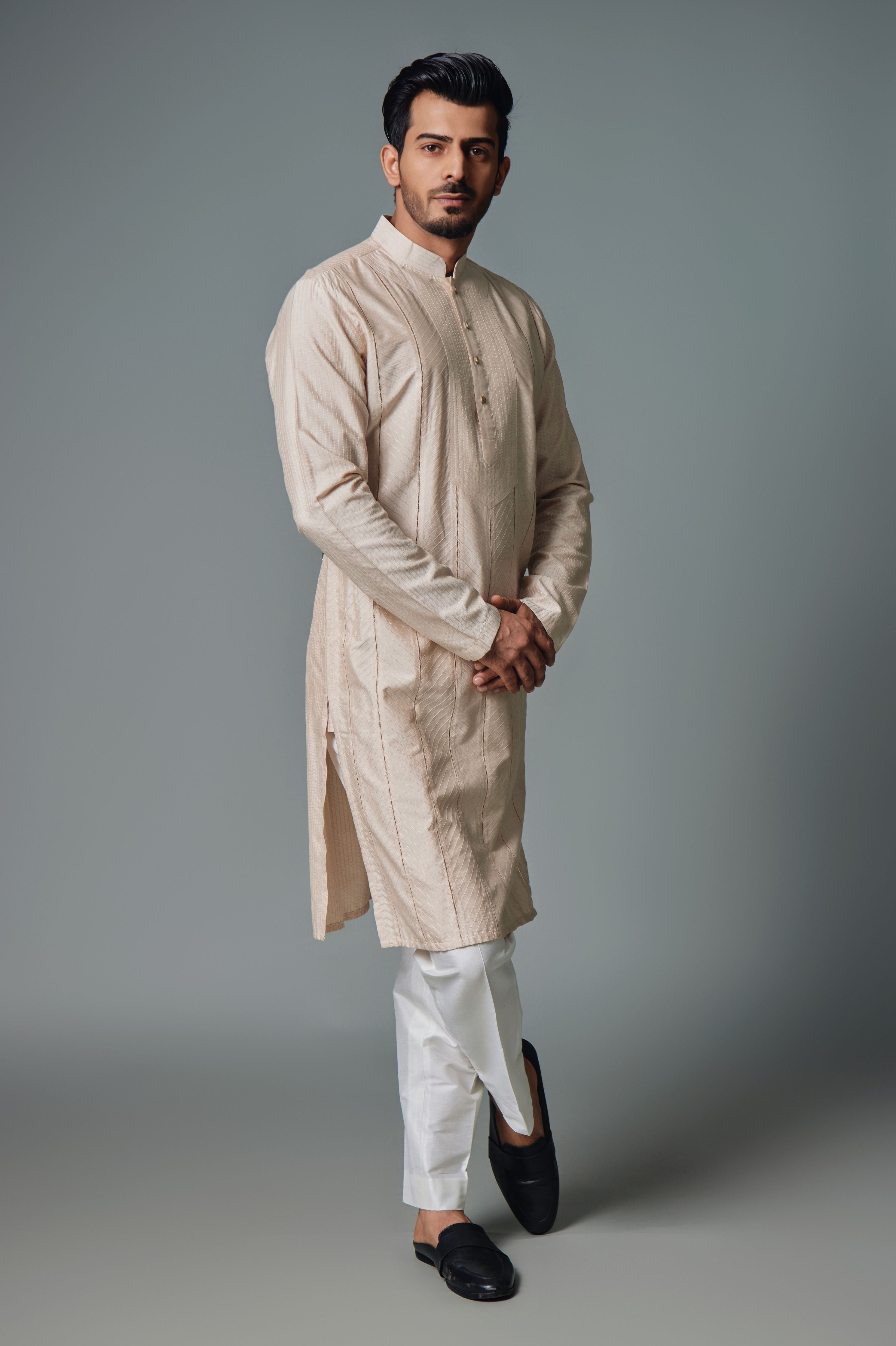 Light Cream Tagain Kurta Set