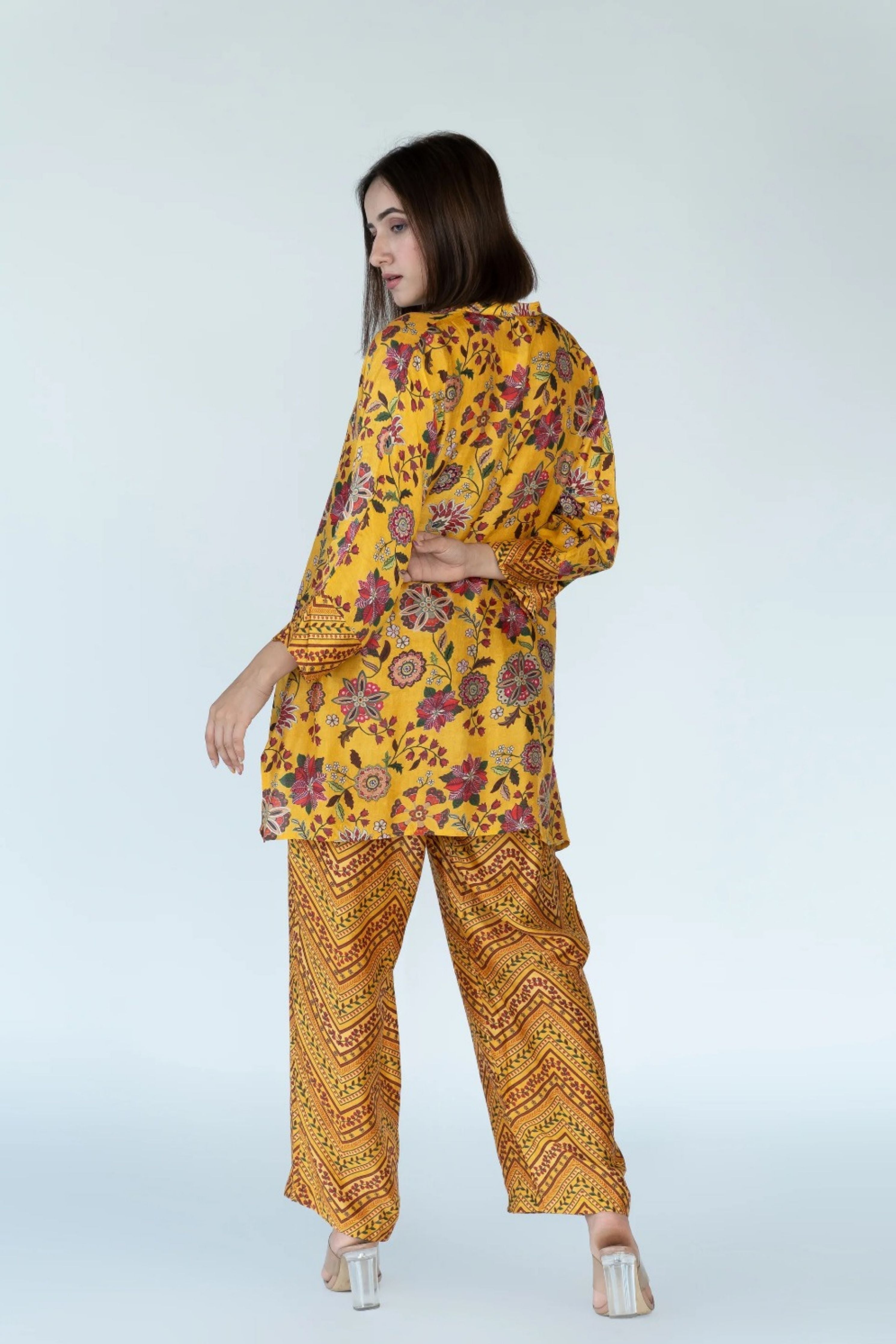 Yellow Co-Ord Bird Print Set