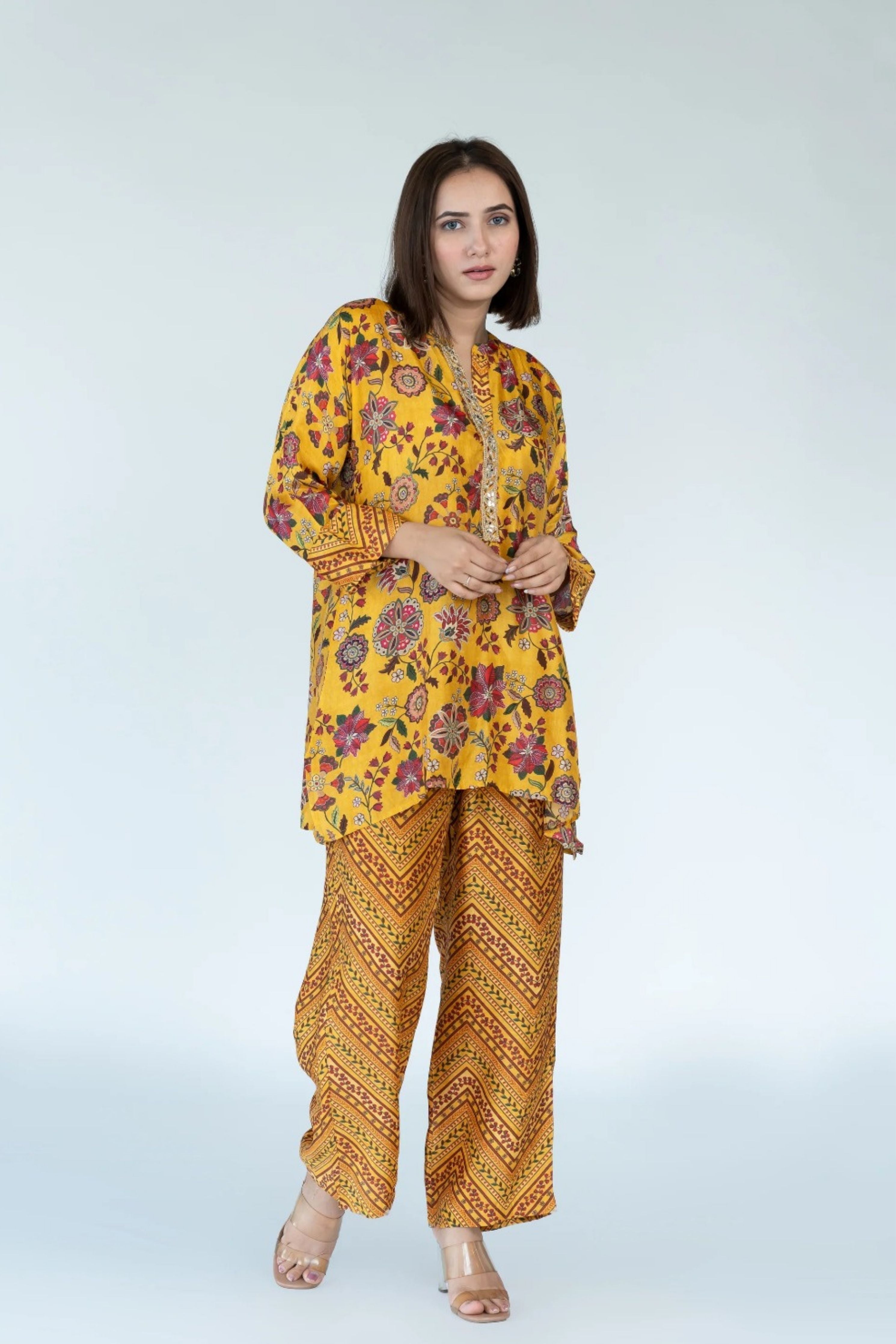Yellow Co-Ord Bird Print Set