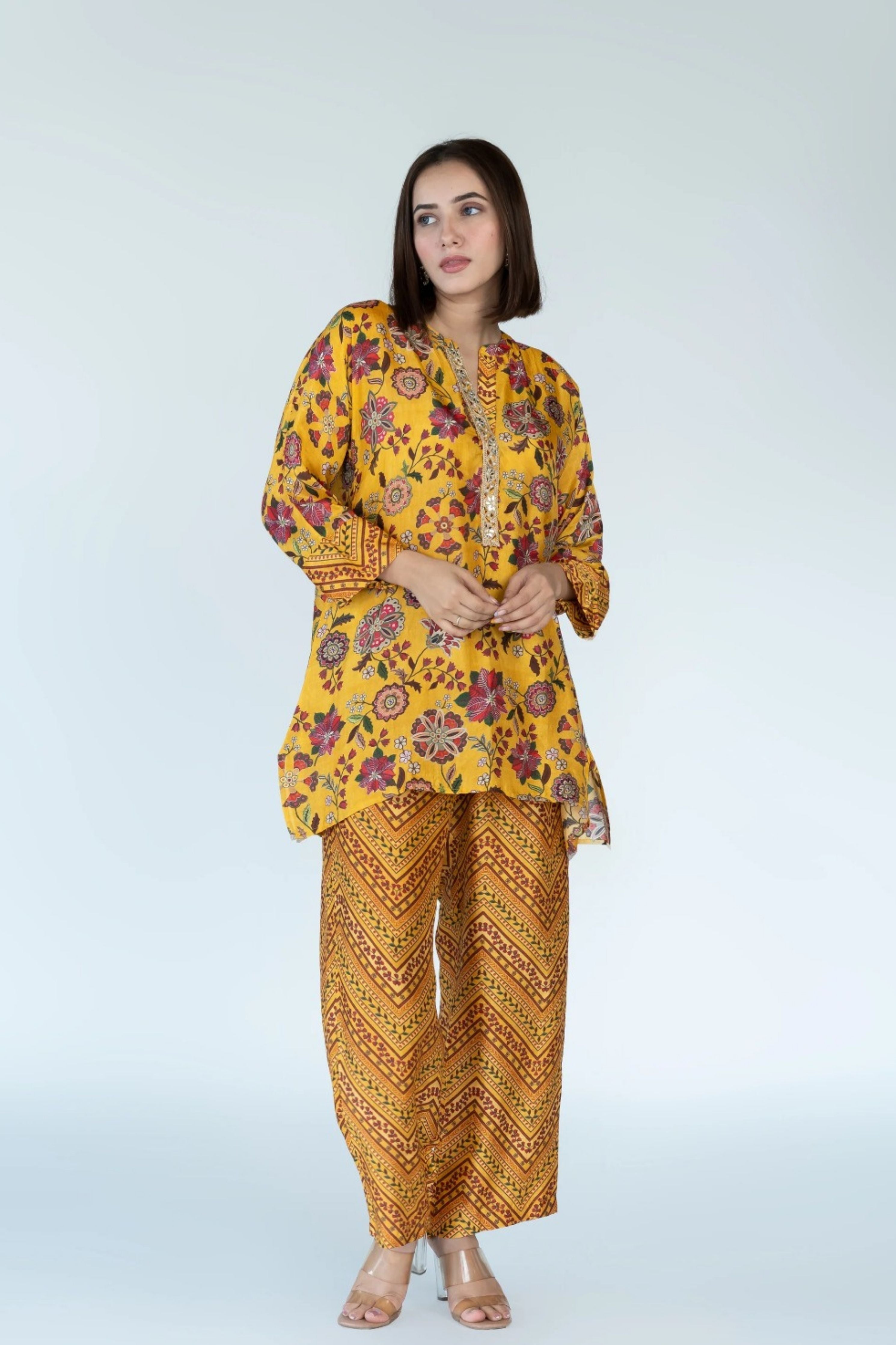 Yellow Co-Ord Bird Print Set