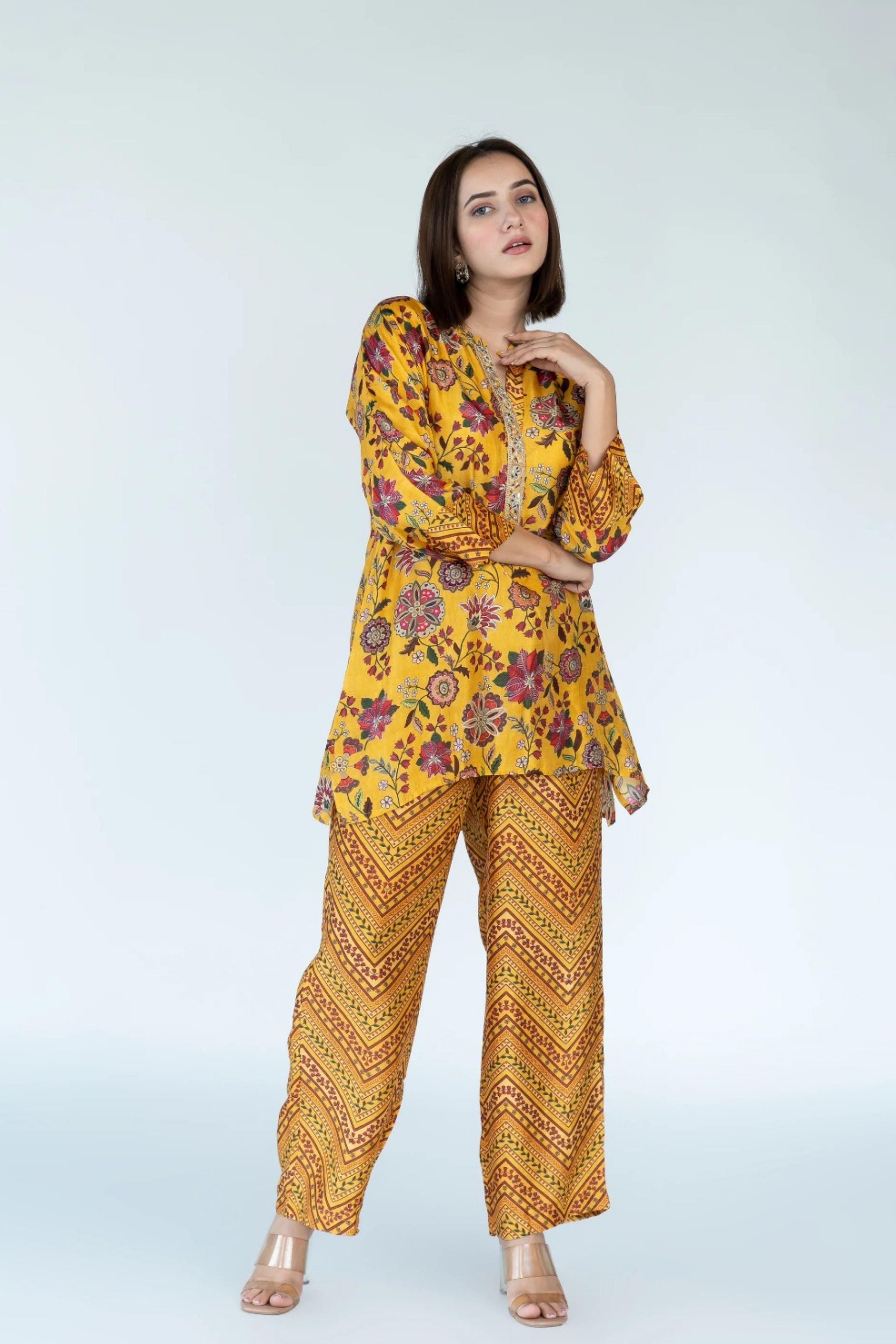 Yellow Co-Ord Bird Print Set