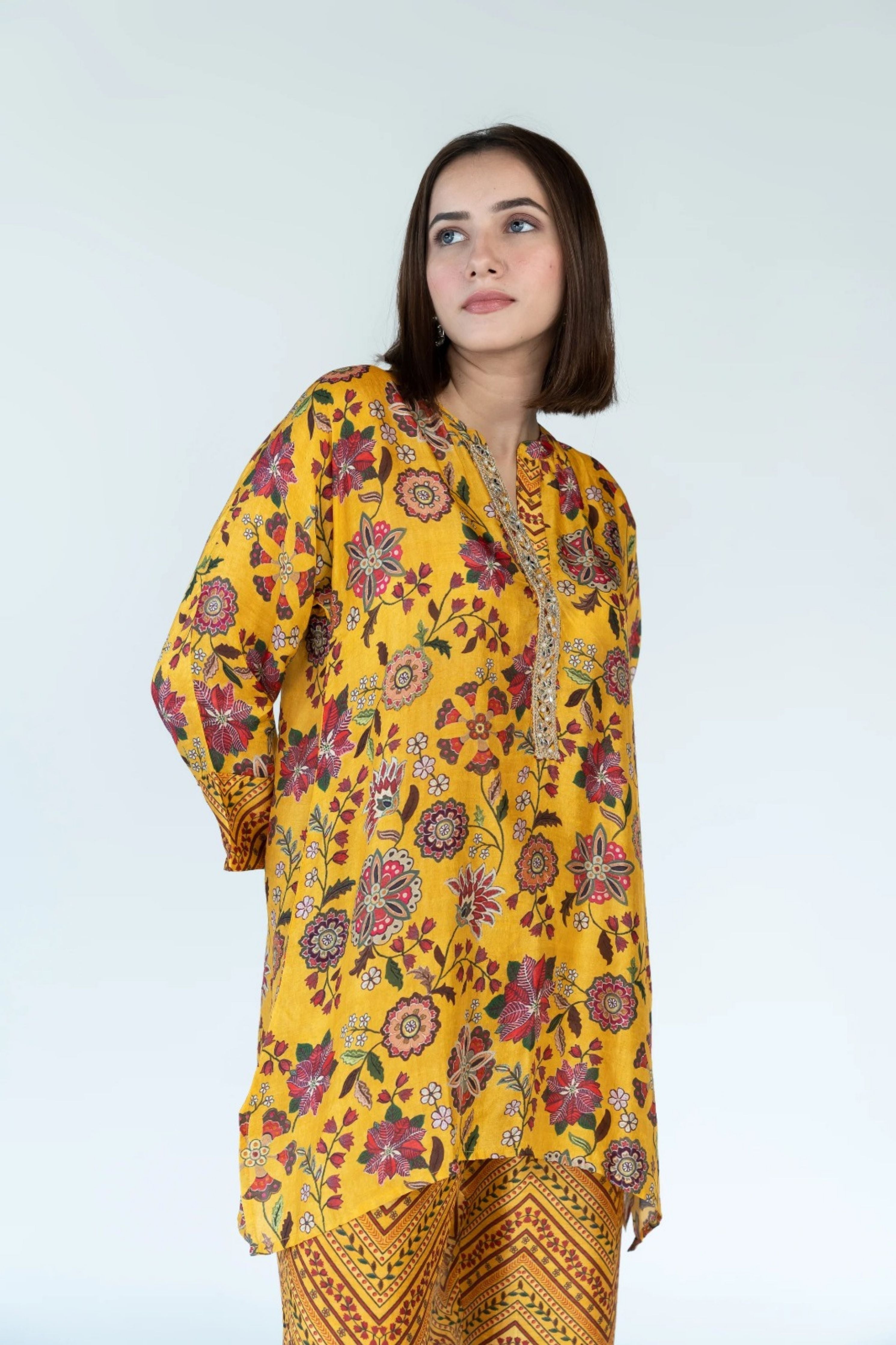 Yellow Co-Ord Bird Print Set