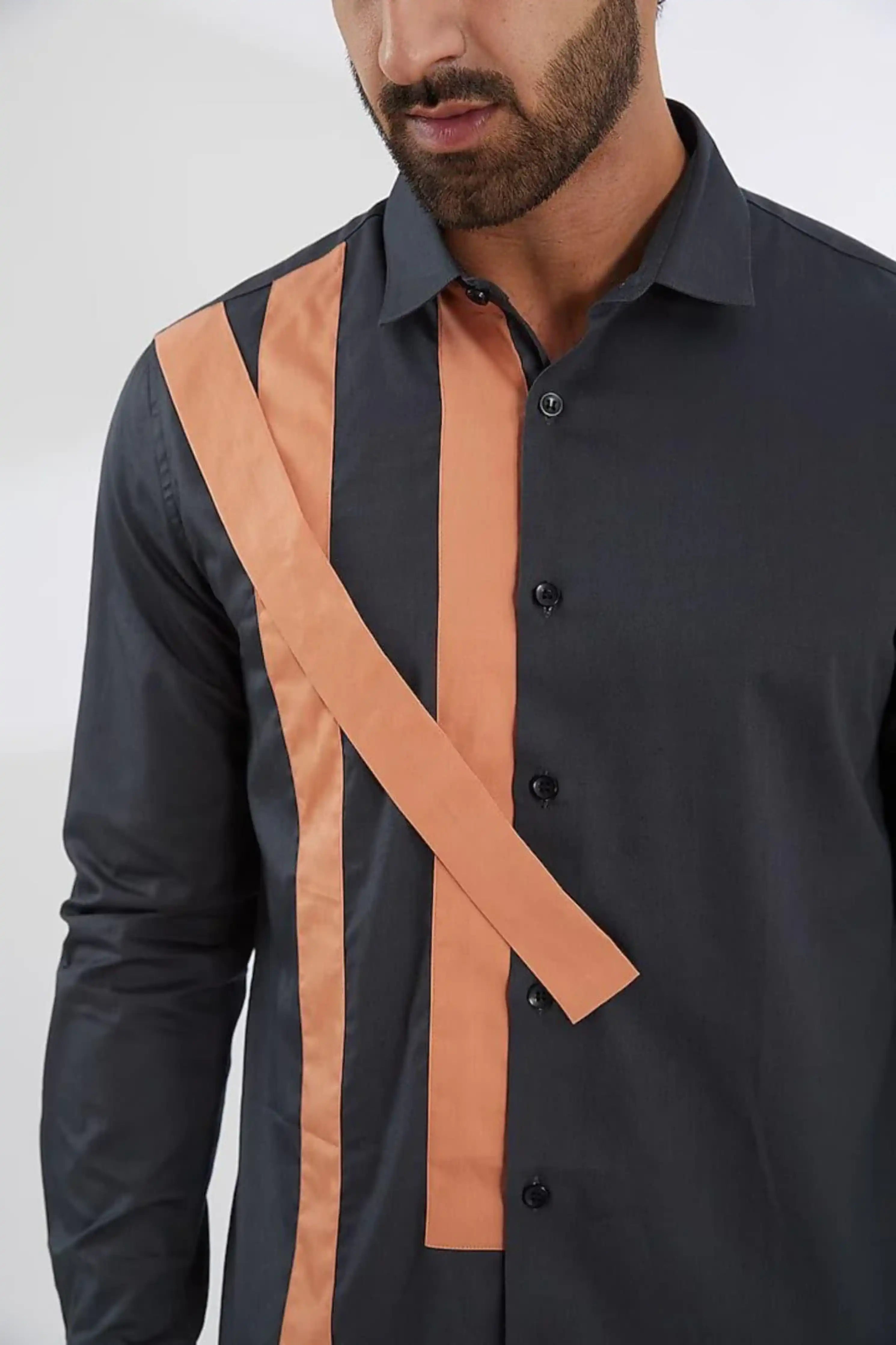 Patchwork Dark Grey Shirt