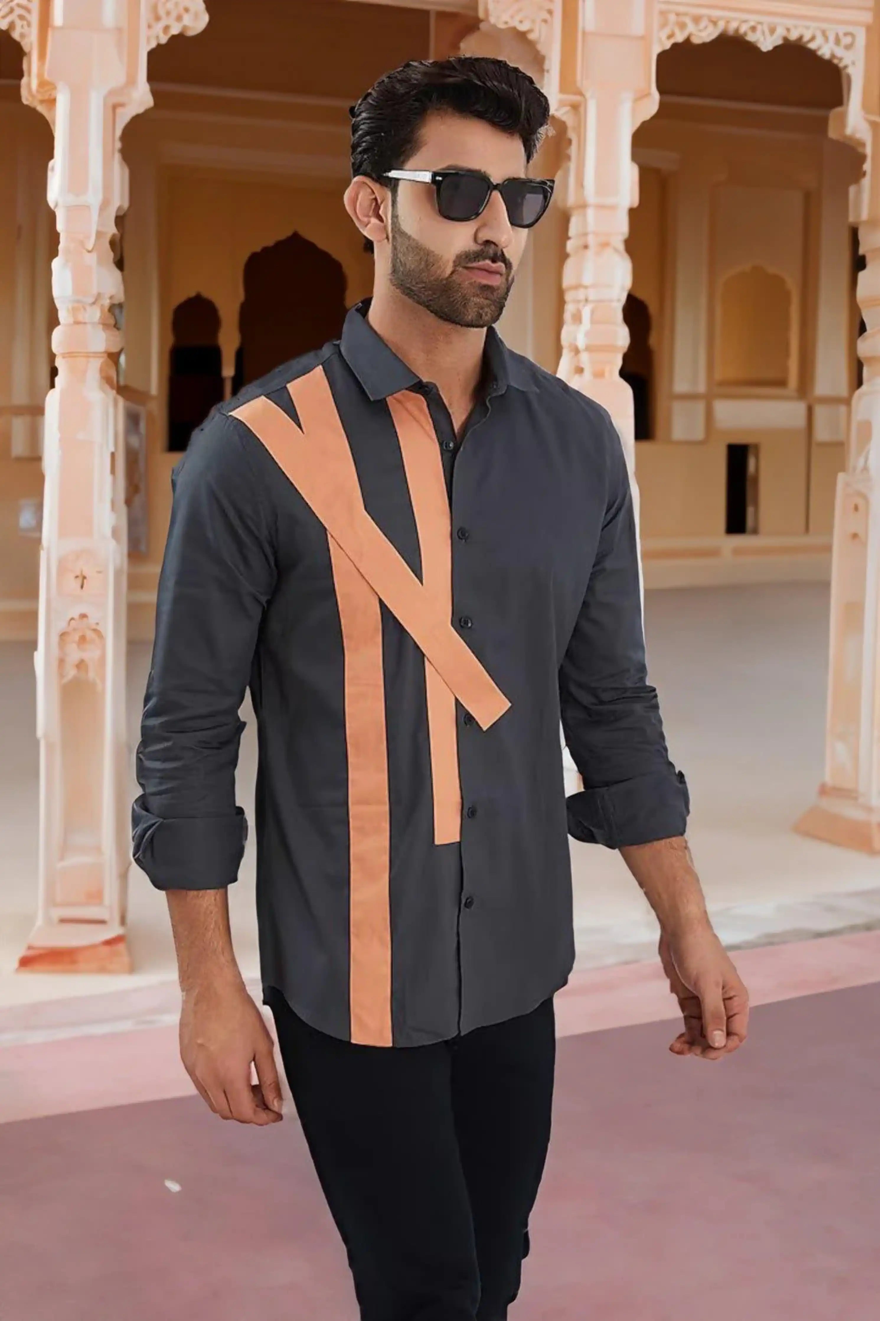 Patchwork Dark Grey Shirt