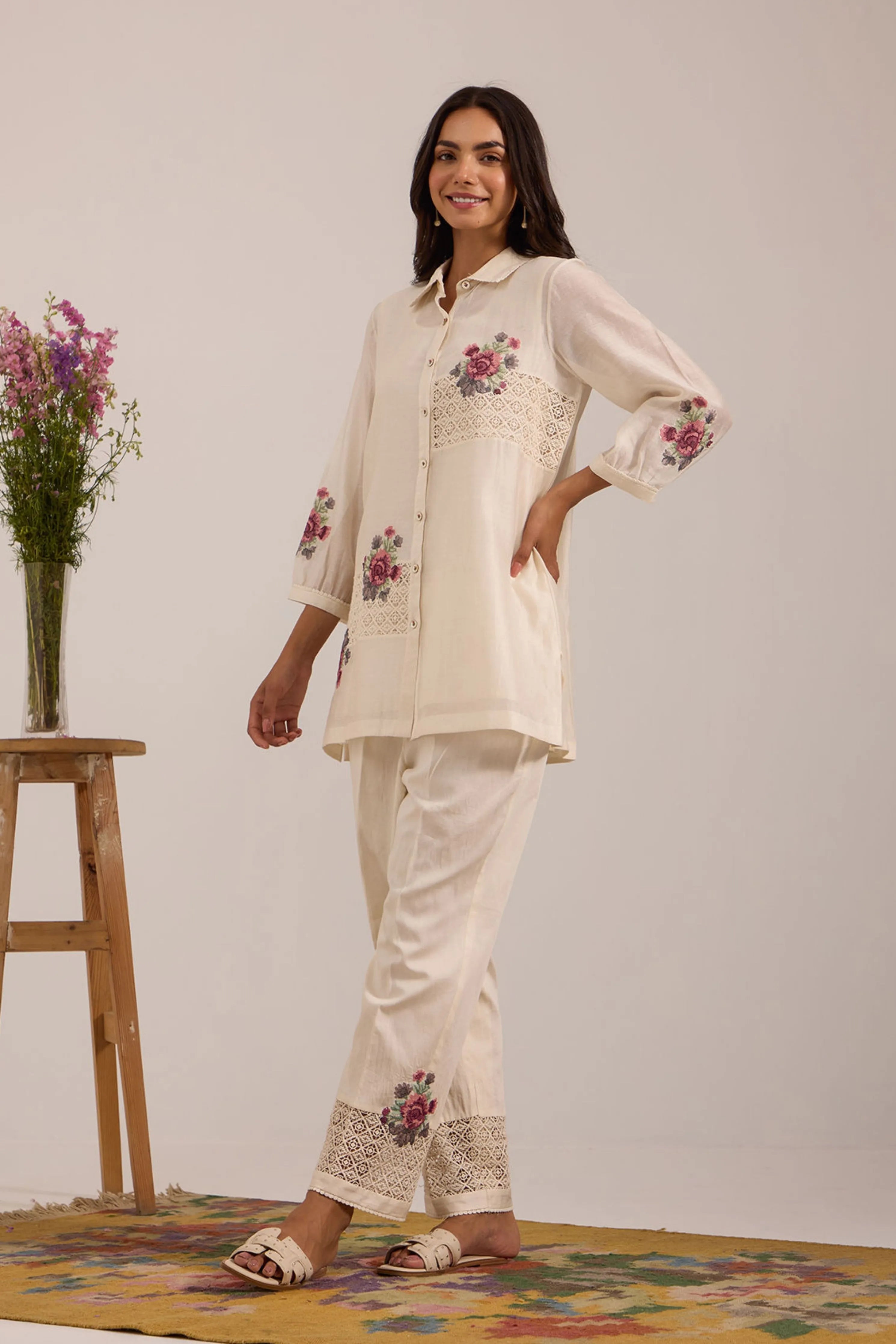 Off-White Chanderi Co-Ord Set