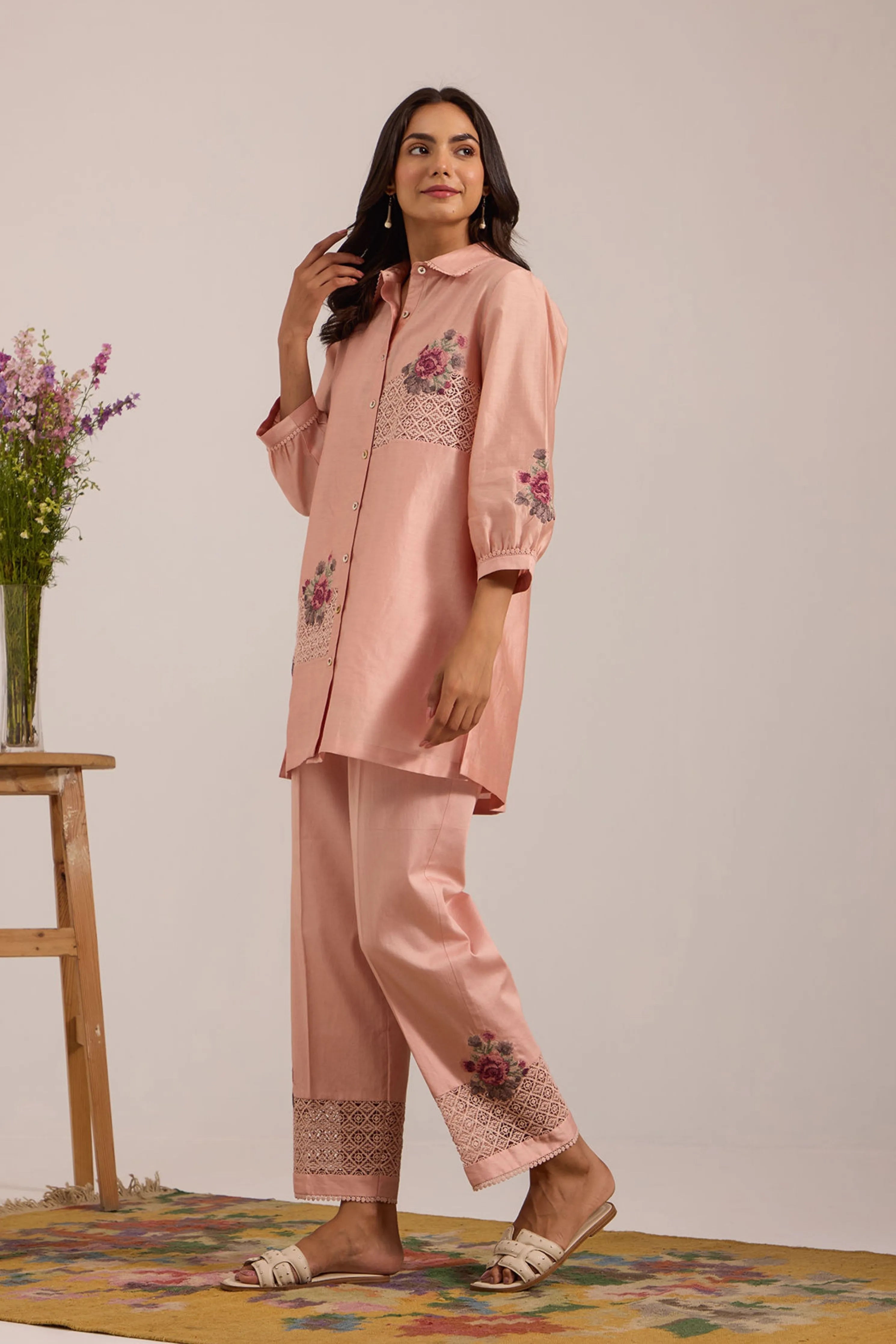 Pink Chanderi Co-Ord Set