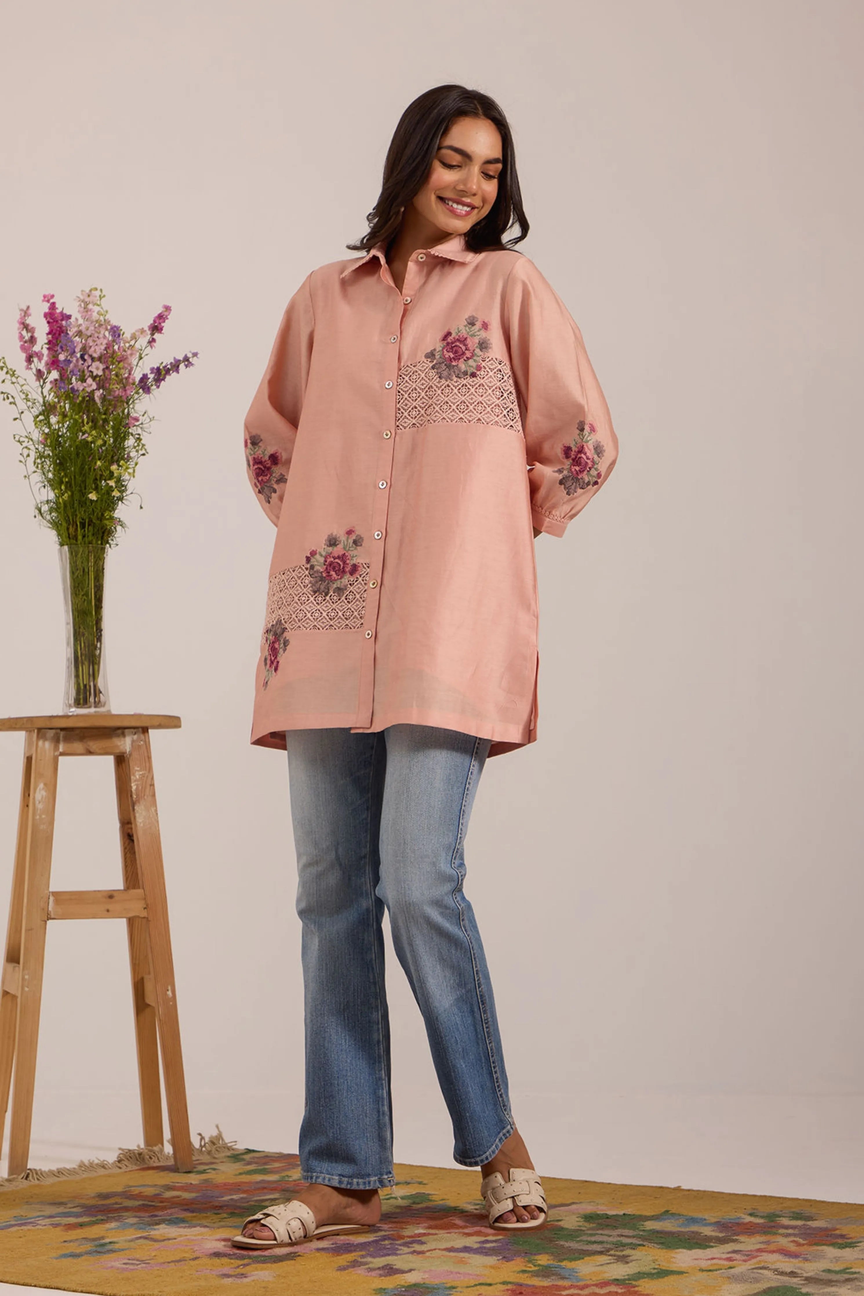 Pink Chanderi Co-Ord Set