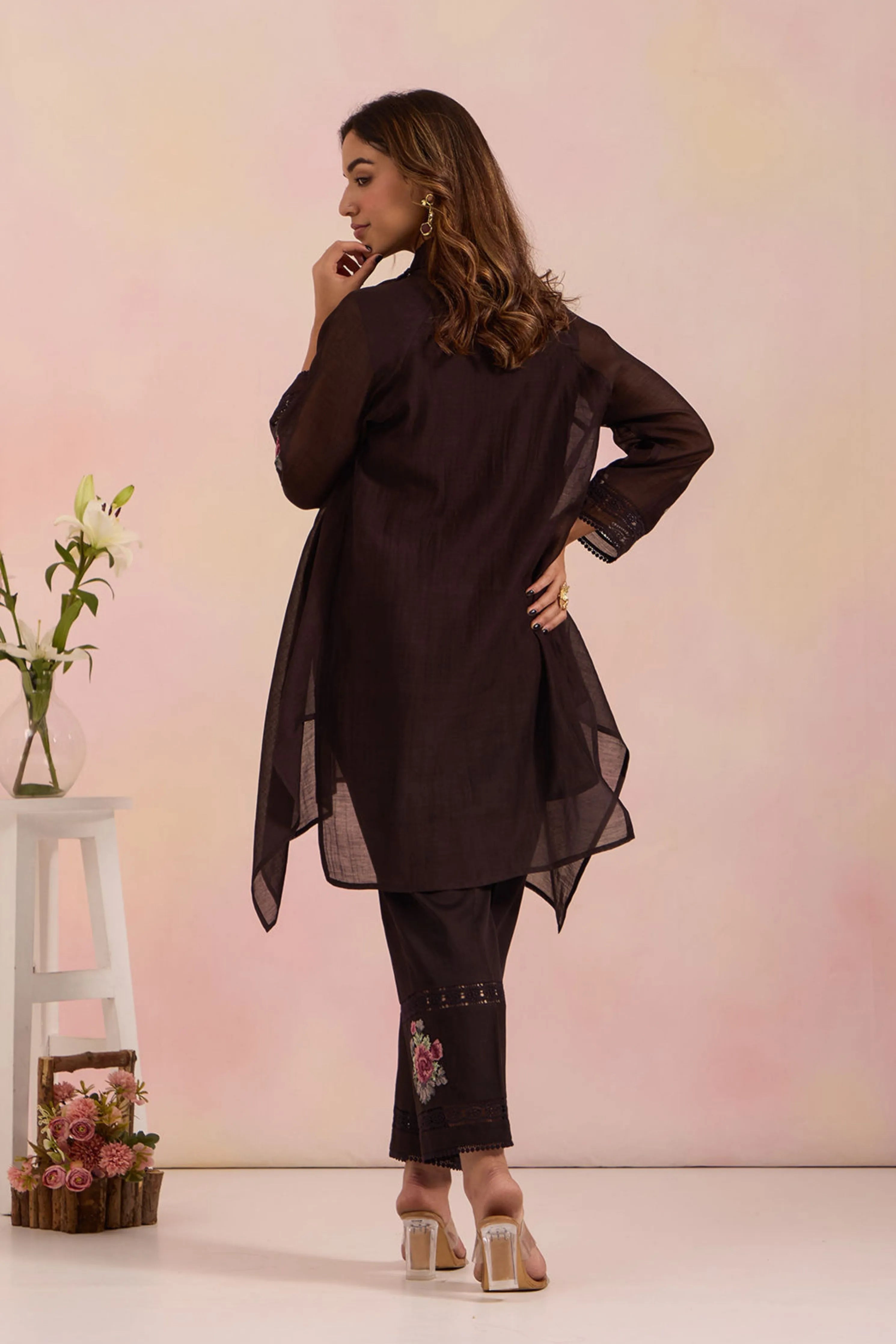 Black Asymmetric Tunic Set