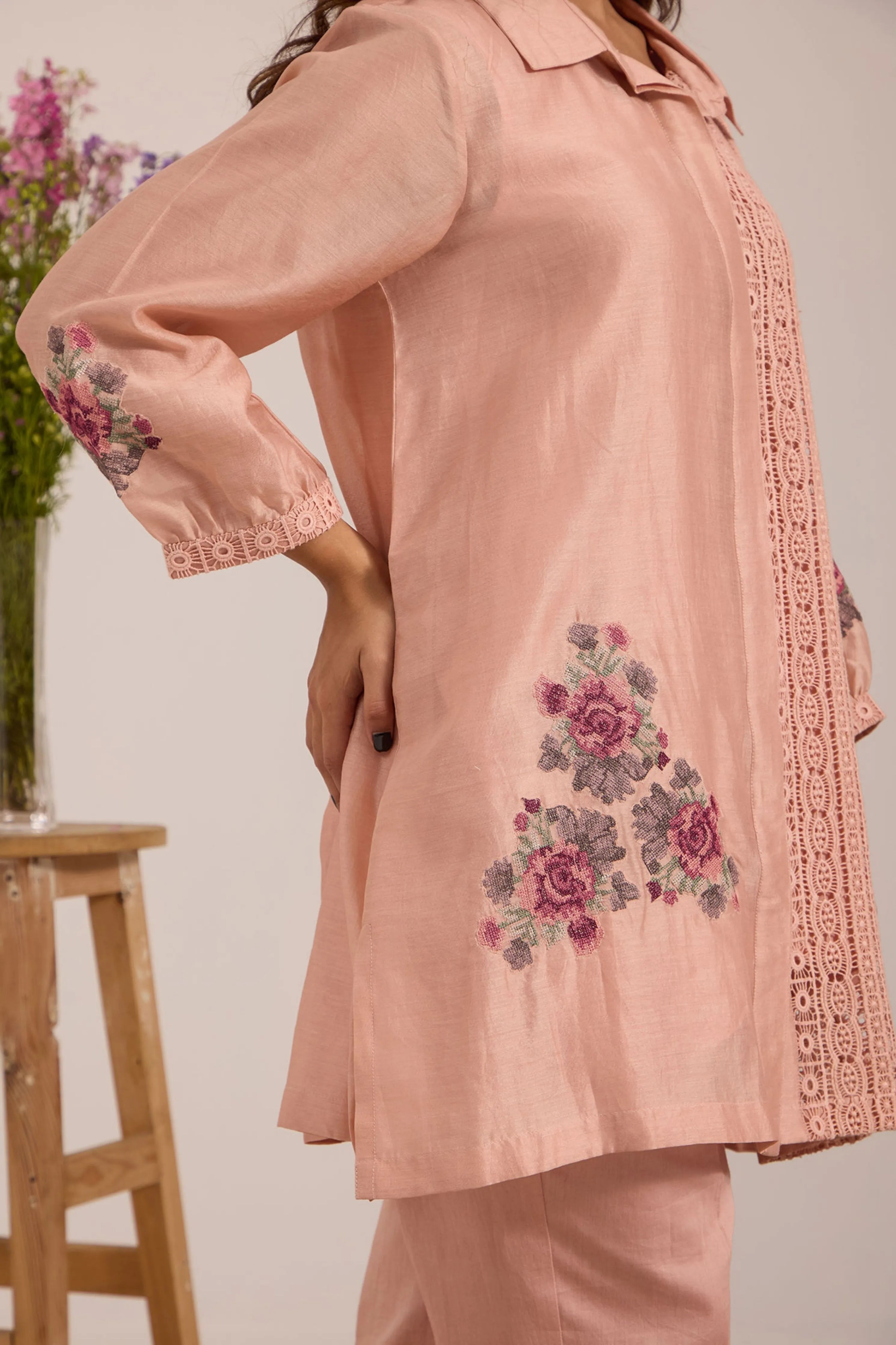Pink Collar Co-Ord Set
