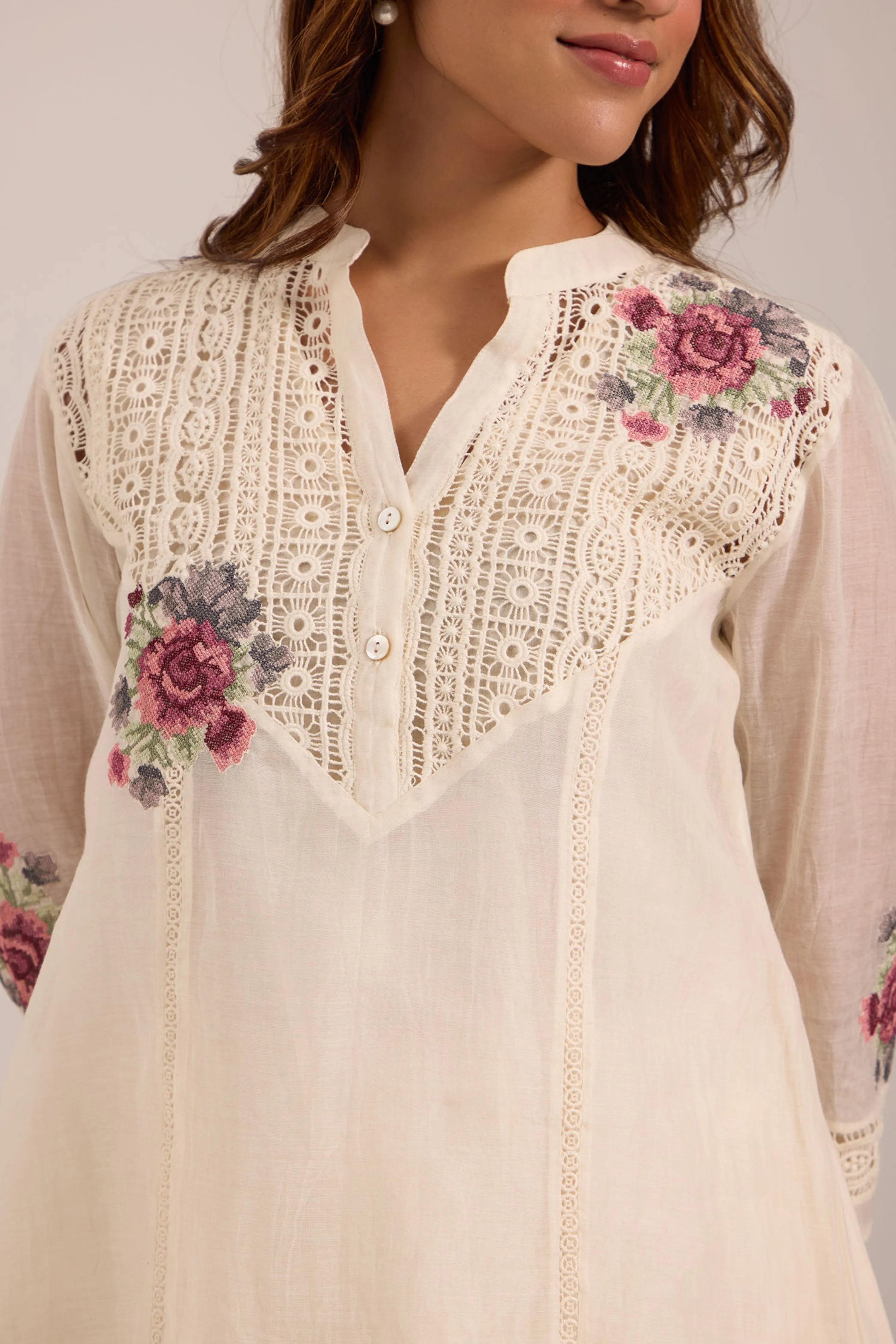 Off-White Chanderi Tunic Set