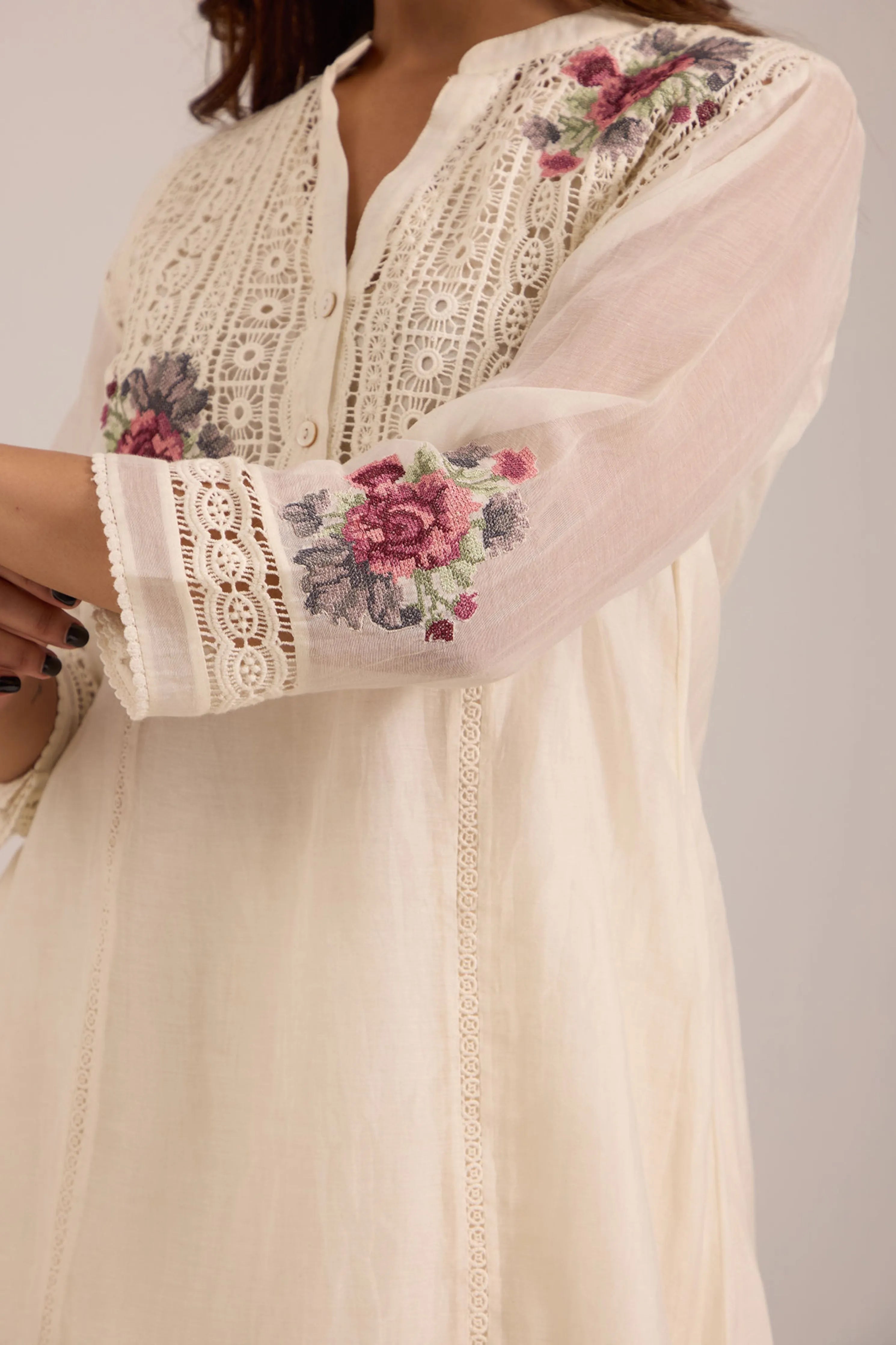Off-White Chanderi Tunic Set